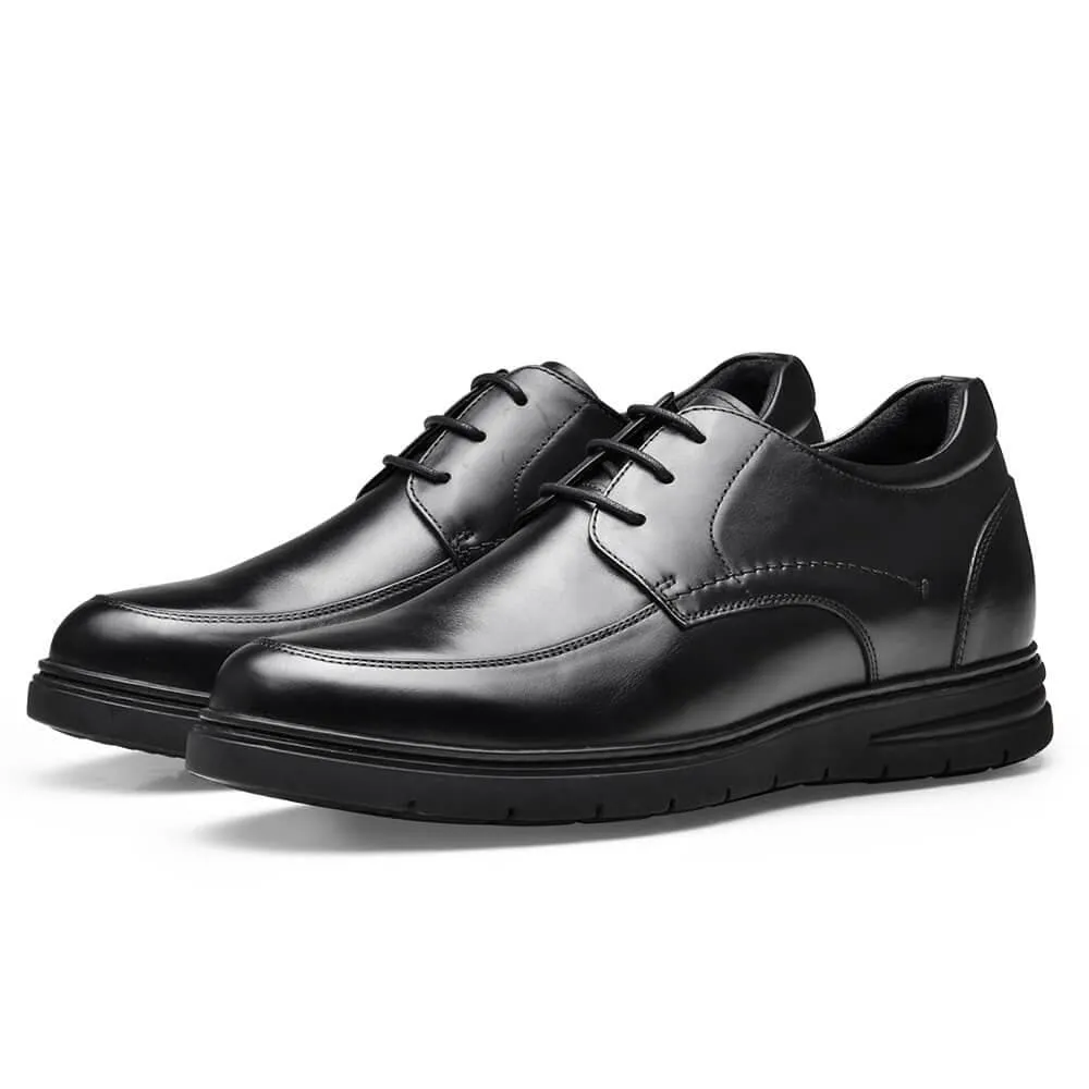 This item only ships to Europe - 7 CM/2.76 Inches Taller - CMR CHAMARIPA Hidden High Heel Shoes For Men Black Leather Business Casual Elevator Shoes Lace Up Men Taller Shoes