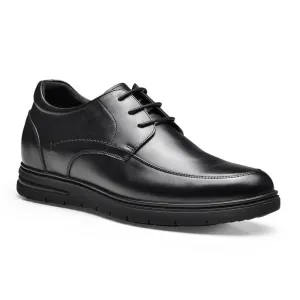 This item only ships to Europe - 7 CM/2.76 Inches Taller - CMR CHAMARIPA Hidden High Heel Shoes For Men Black Leather Business Casual Elevator Shoes Lace Up Men Taller Shoes