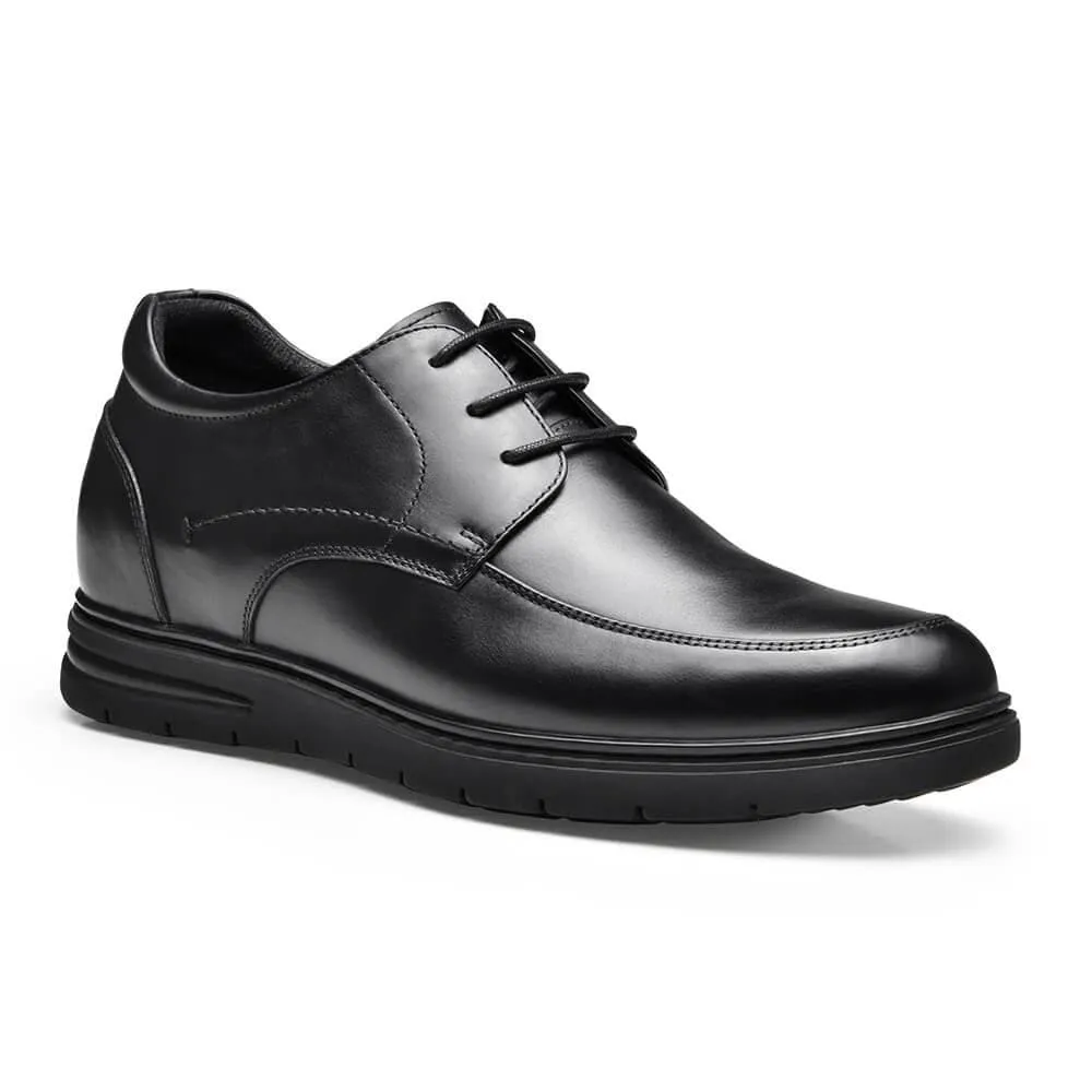 This item only ships to Europe - 7 CM/2.76 Inches Taller - CMR CHAMARIPA Hidden High Heel Shoes For Men Black Leather Business Casual Elevator Shoes Lace Up Men Taller Shoes