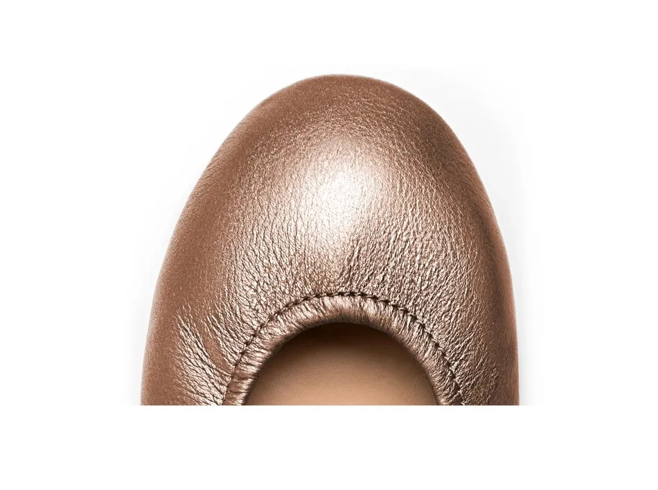 TIEKS BRONZE FOLDED ITALIAN LEATHER BALLET FLATS