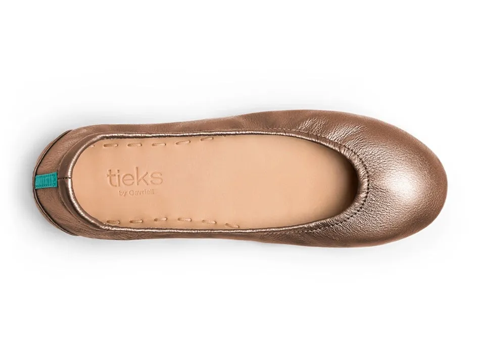 TIEKS BRONZE FOLDED ITALIAN LEATHER BALLET FLATS