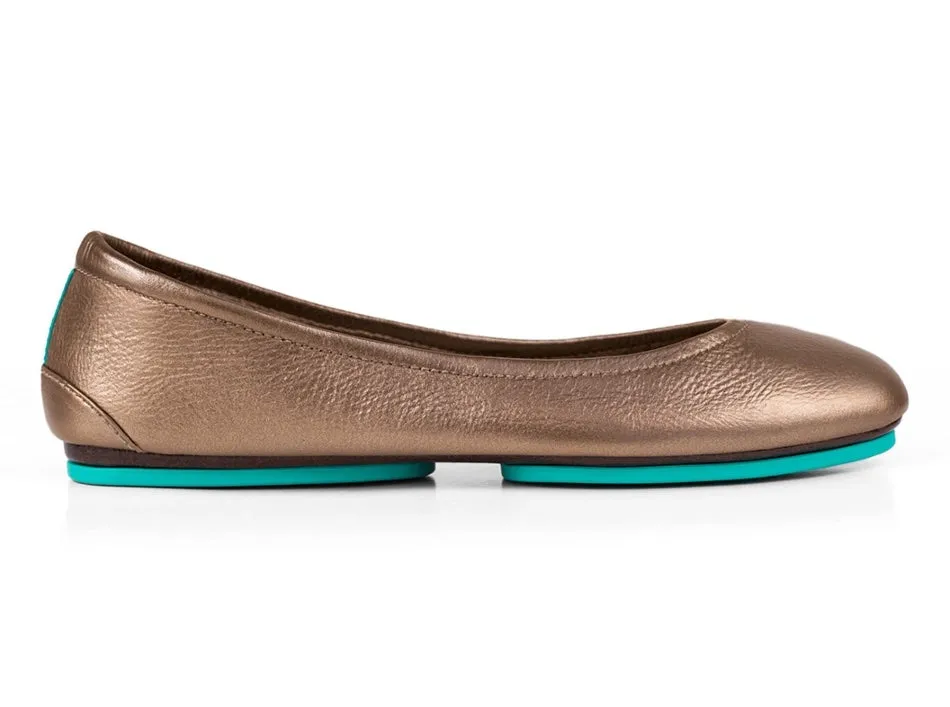 TIEKS BRONZE FOLDED ITALIAN LEATHER BALLET FLATS