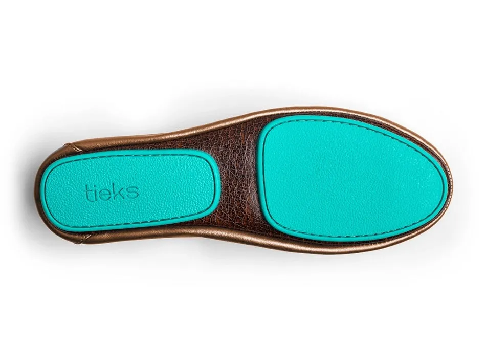 TIEKS BRONZE FOLDED ITALIAN LEATHER BALLET FLATS