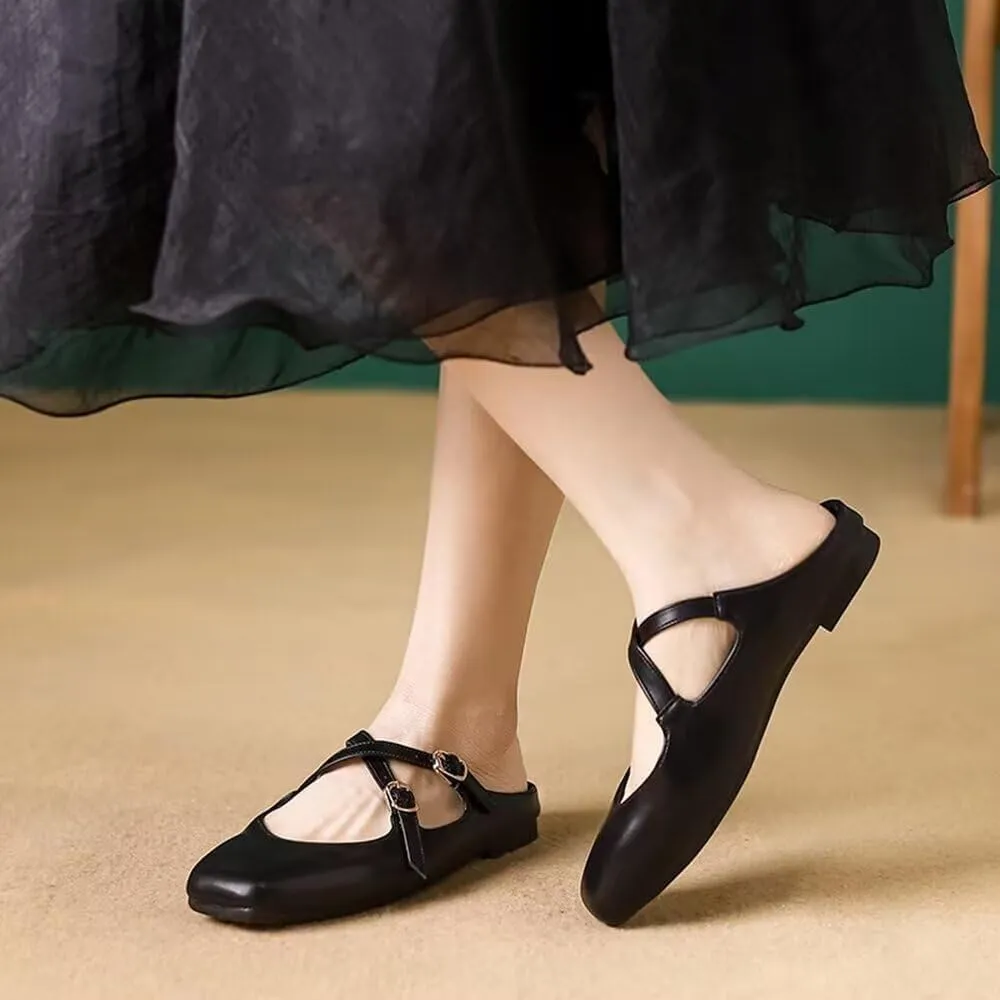 TN TANGNEST Women's Slip On Flats Comfortable Square Toe Mary Jane Flats Soft Dance Ballet Flats