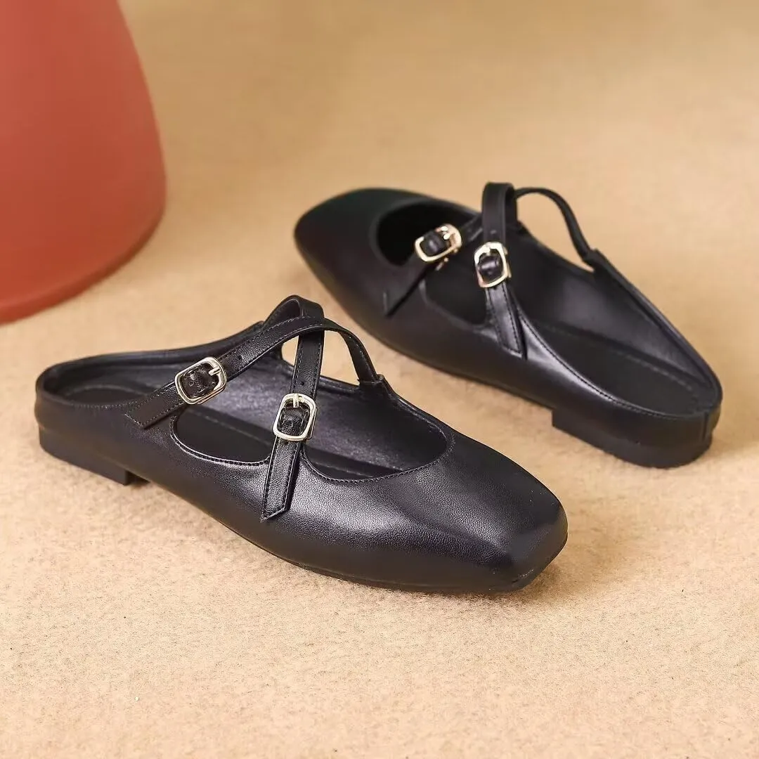 TN TANGNEST Women's Slip On Flats Comfortable Square Toe Mary Jane Flats Soft Dance Ballet Flats