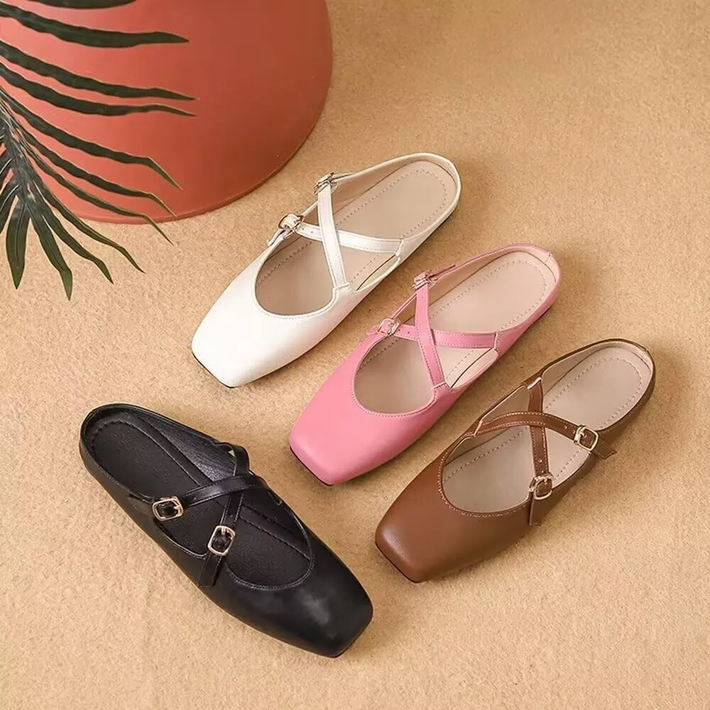 TN TANGNEST Women's Slip On Flats Comfortable Square Toe Mary Jane Flats Soft Dance Ballet Flats