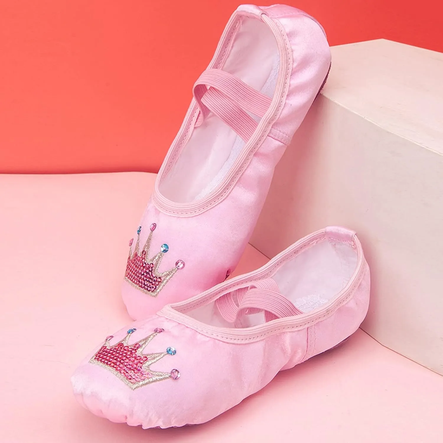 Toddler Ballet Shoes for Girls Star Satin Ballet Slippers for Kids Toddler Dance Shoes Soft Leather Ballet Slippers