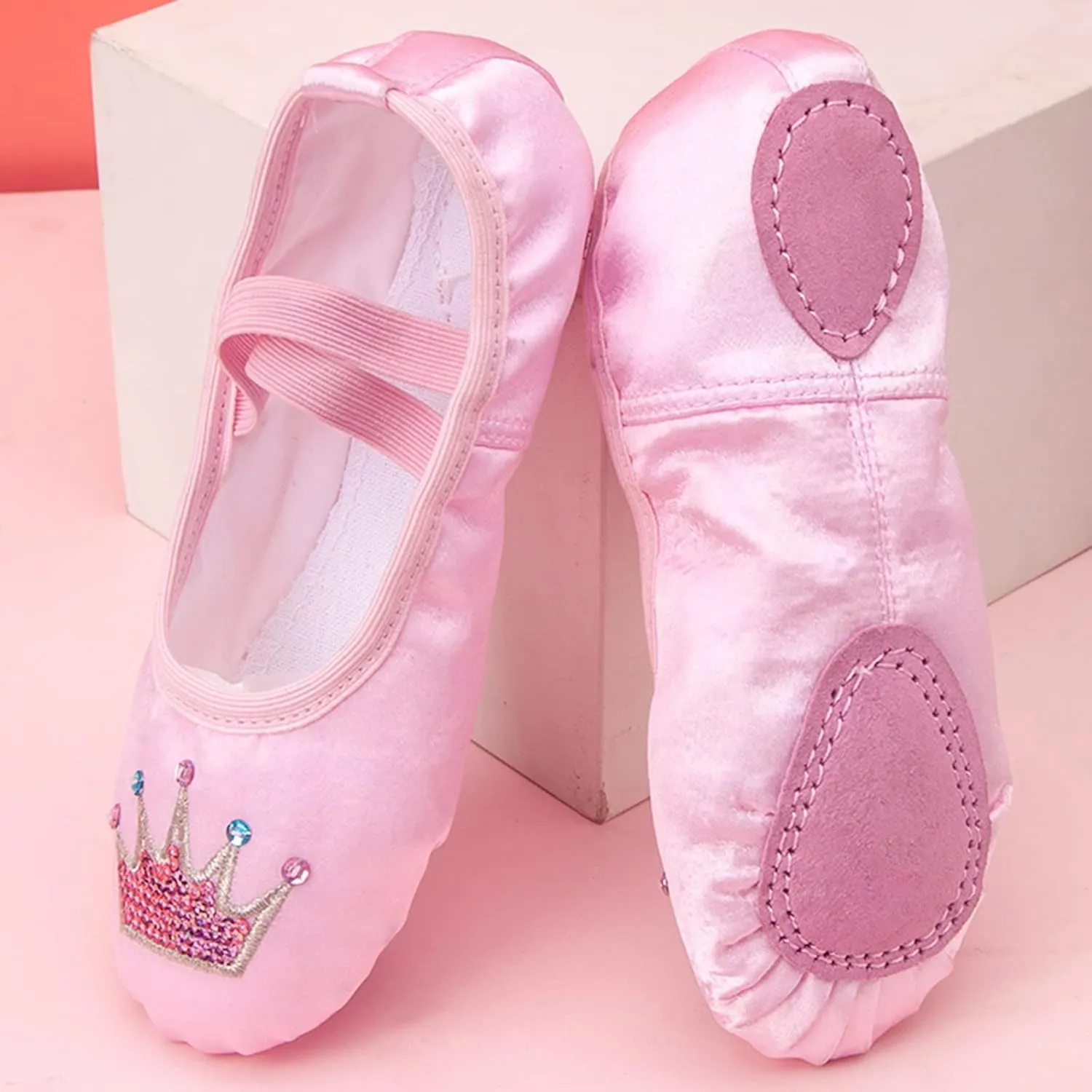 Toddler Ballet Shoes for Girls Star Satin Ballet Slippers for Kids Toddler Dance Shoes Soft Leather Ballet Slippers