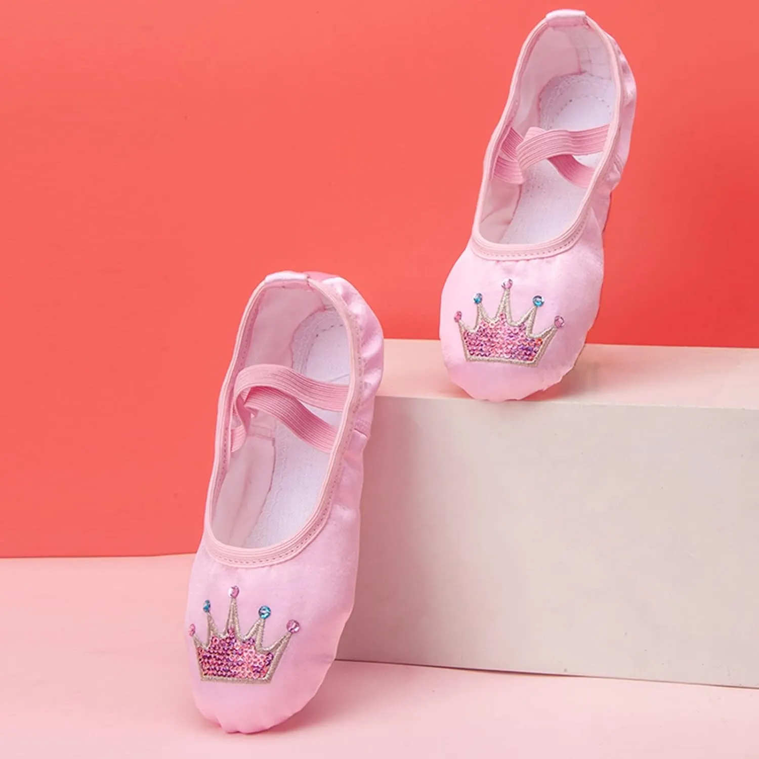 Toddler Ballet Shoes for Girls Star Satin Ballet Slippers for Kids Toddler Dance Shoes Soft Leather Ballet Slippers