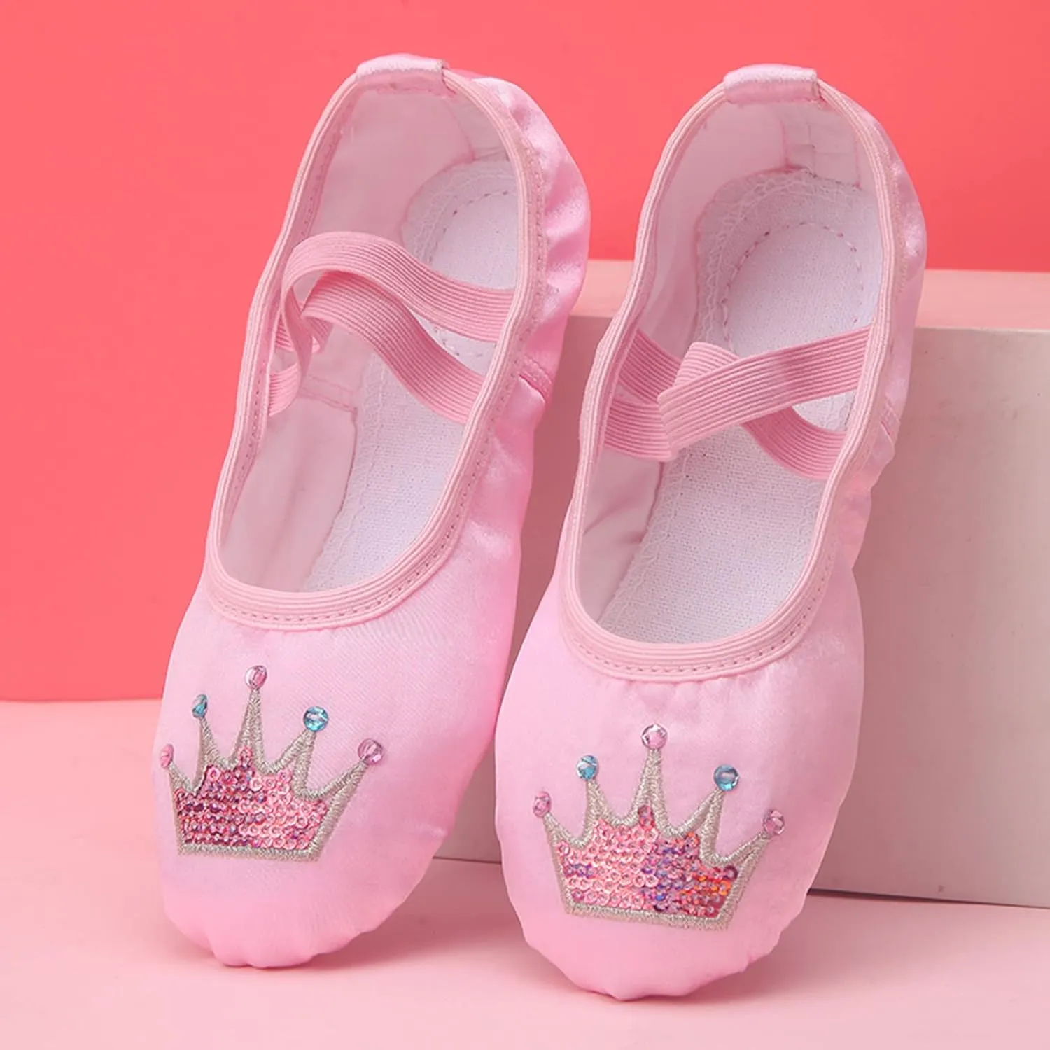 Toddler Ballet Shoes for Girls Star Satin Ballet Slippers for Kids Toddler Dance Shoes Soft Leather Ballet Slippers