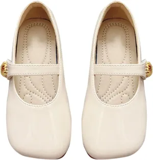 Toddler Girl Dress Shoes Mary Jane Flat with Hook and Loop Straps Girls' Shoes for School, Weddings and Girls' Flat