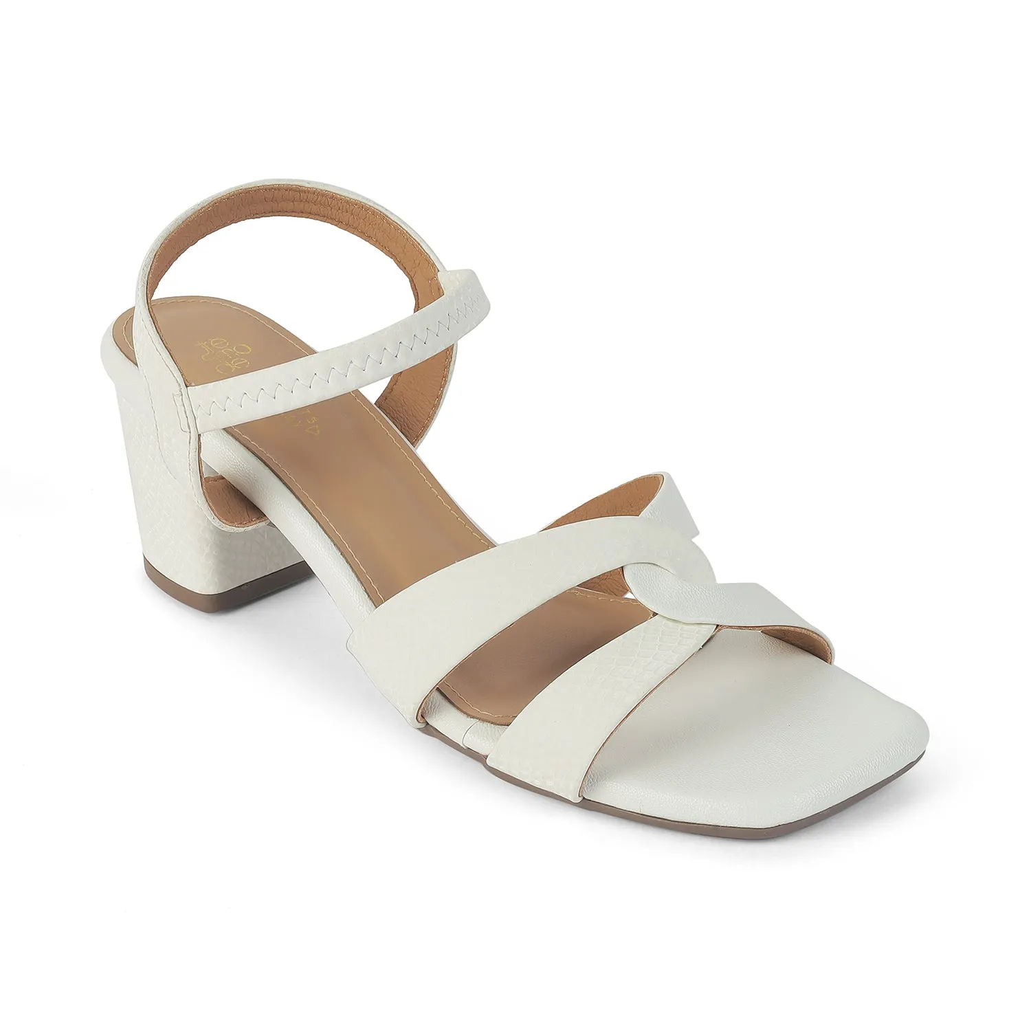 Tresmode Leros White Women's Dress Block Heel Sandals
