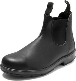 UOQAPRE Work Boots for Men Wedge Work Leather Boots With Side Zipper Men's Motorcycle Boots Adjustable Width System