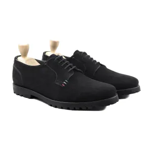 Valery - Men's Black Kid Suede Derby Shoe