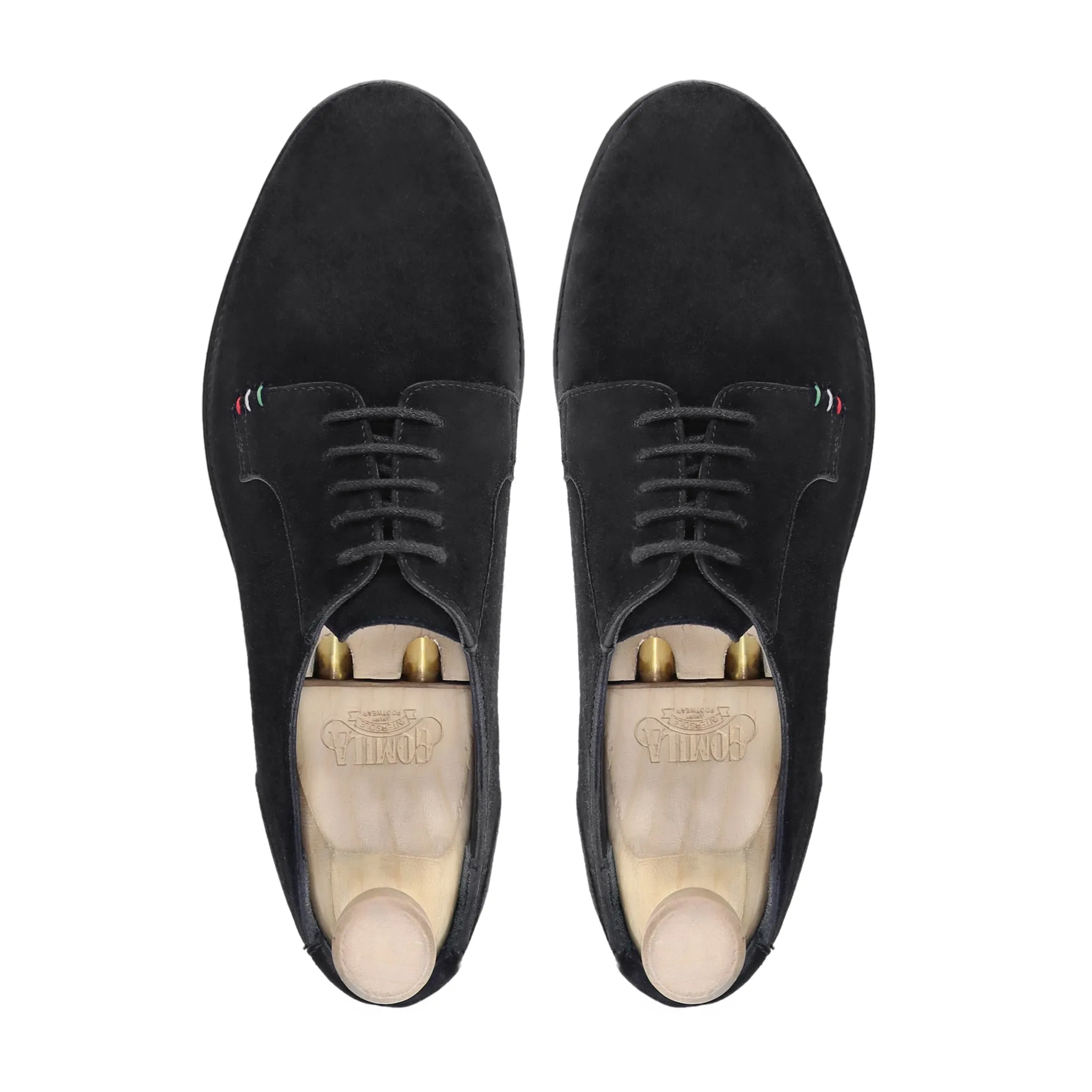 Valery - Men's Black Kid Suede Derby Shoe