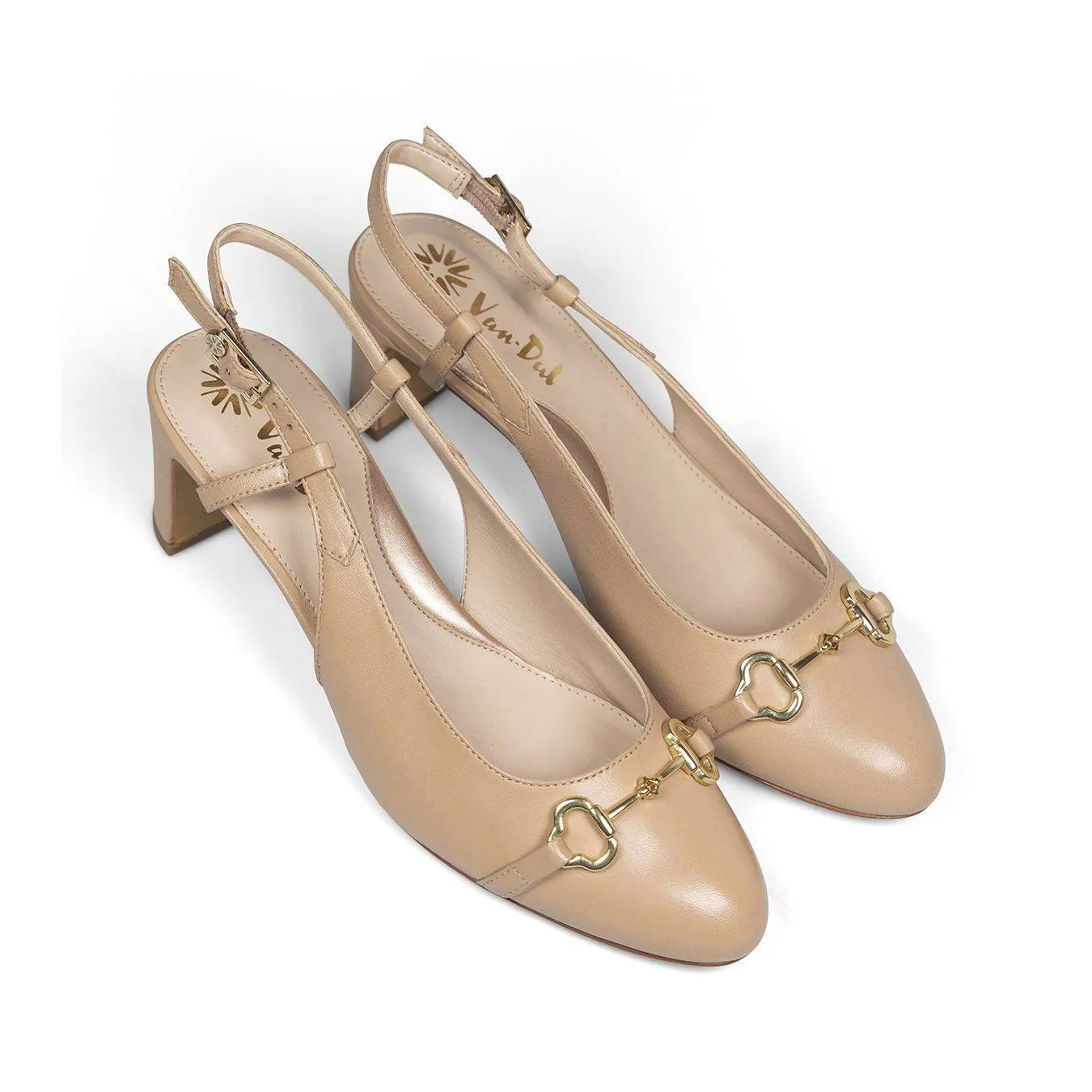Van Dal Saskia 3369 3001 Ladies Latte Leather Buckle Heels