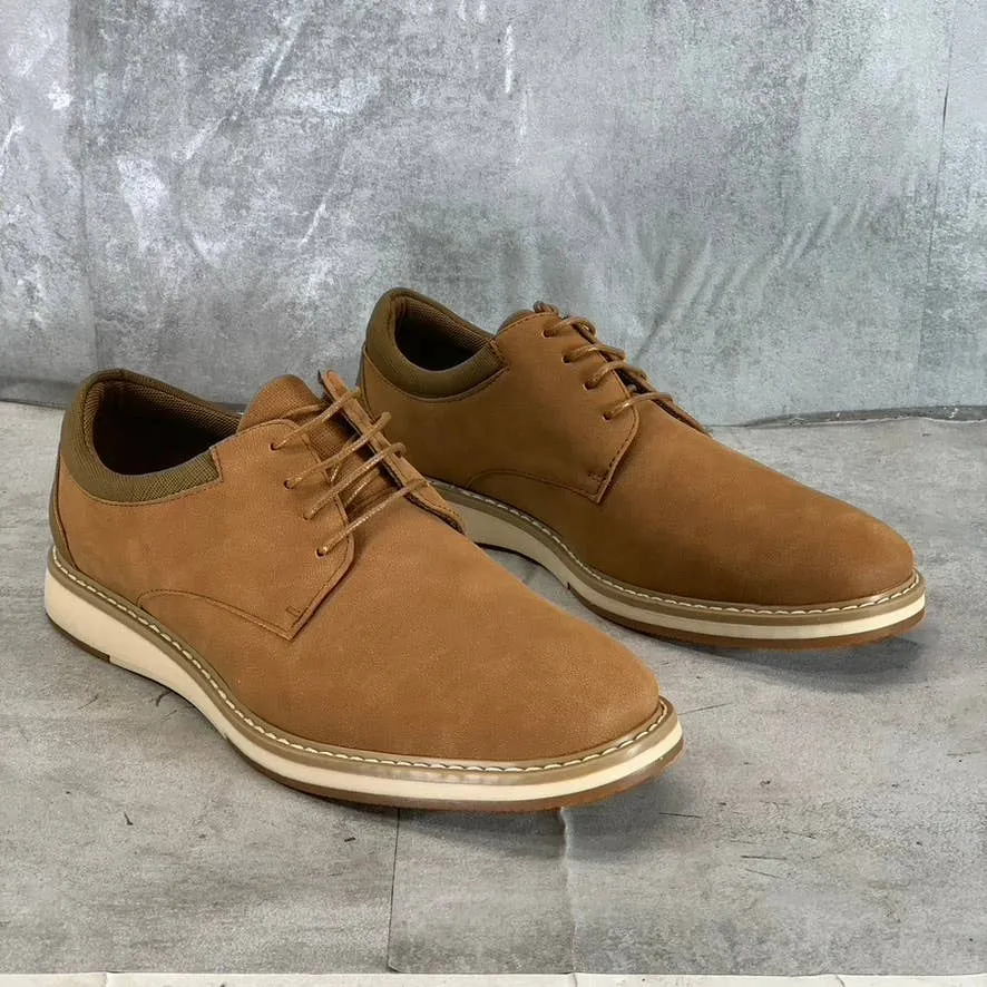 VANCE CO. Men's Tan Faux Leather Hodges Lace-Up Plain-Toe Derby SZ 8.5