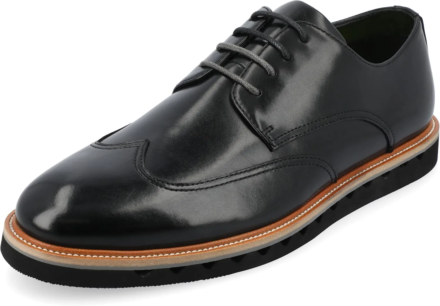 Vance Mens Evander Wingtip Lace-up Derby Burnished Toe Tru Comfort Foam Lightweight Business Dress Shoes