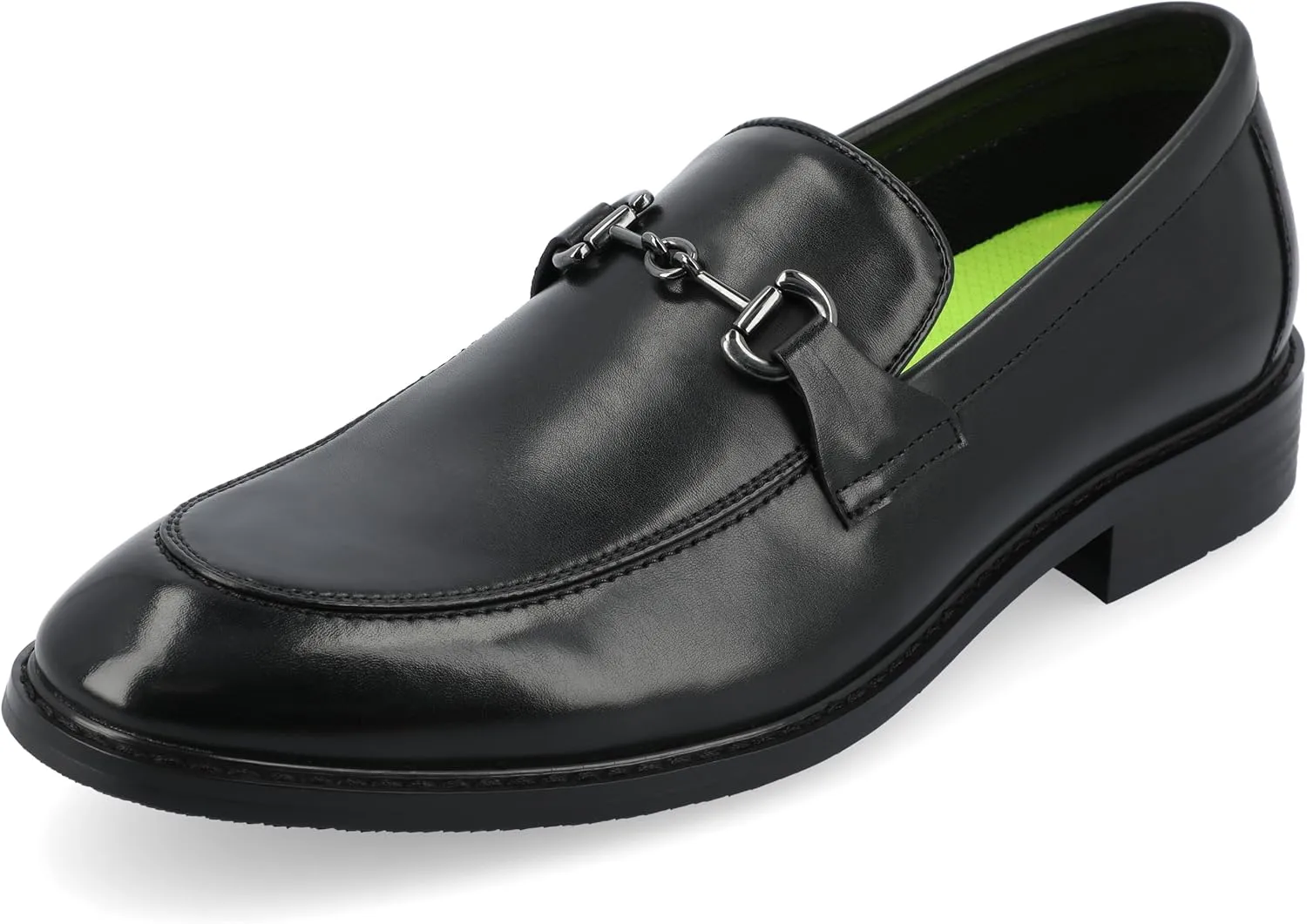 Vance Mens Rupert Classic Slip-on Almond Moc Toe Bit Loafer Tru Comfort Foam Block Heel Business Dress Shoe