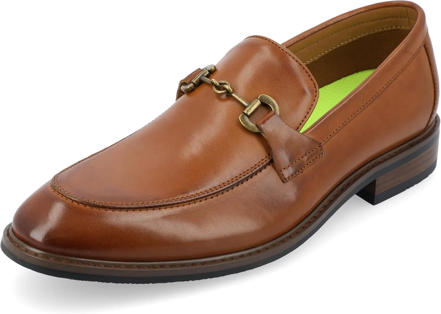 Vance Mens Rupert Classic Slip-on Almond Moc Toe Bit Loafer Tru Comfort Foam Block Heel Business Dress Shoe