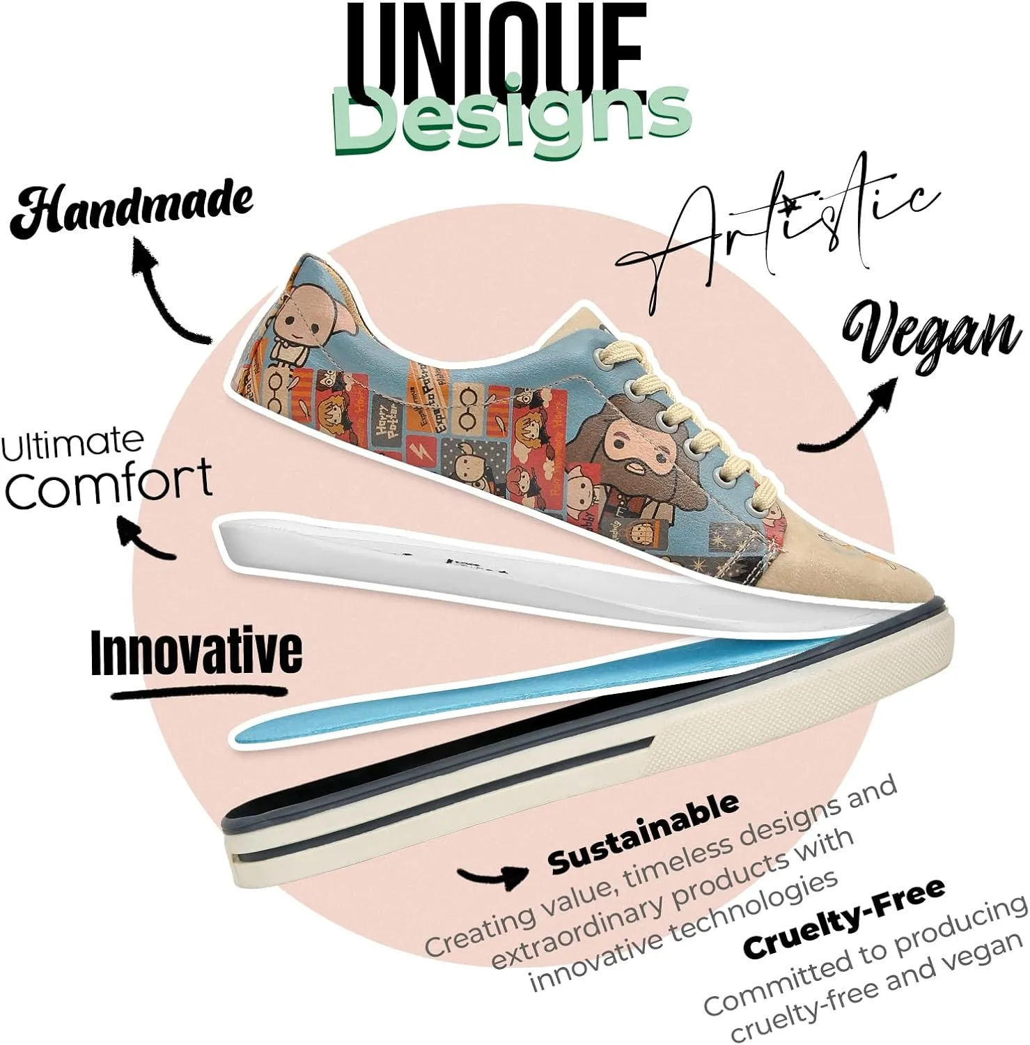 Vegan Leather Sneakers for Women - Handmade and Unique Design Fashion Sneakers for Women