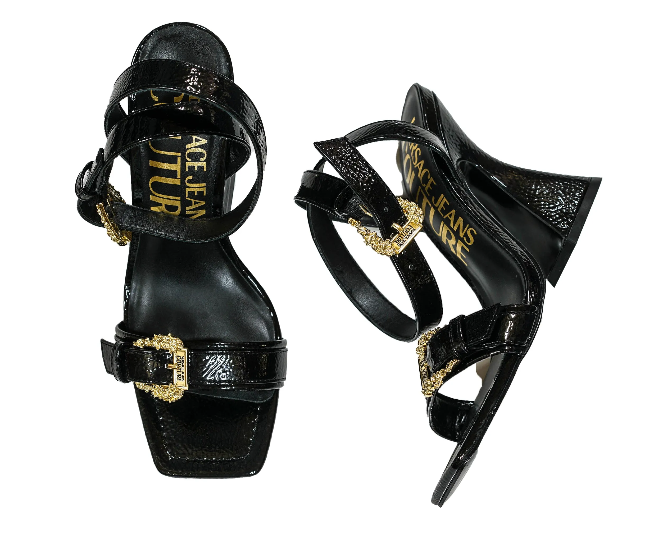 Versace Jeans Women's Black & Gold Sandal 3S36 - 40% OFF