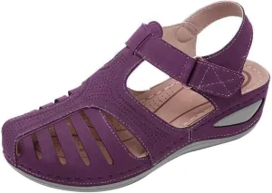 Vintage Wedge Sandals For Women Comfortable Adjustable Closed Toe Shoes Anti Slip Platform Casual Hollow Slides
