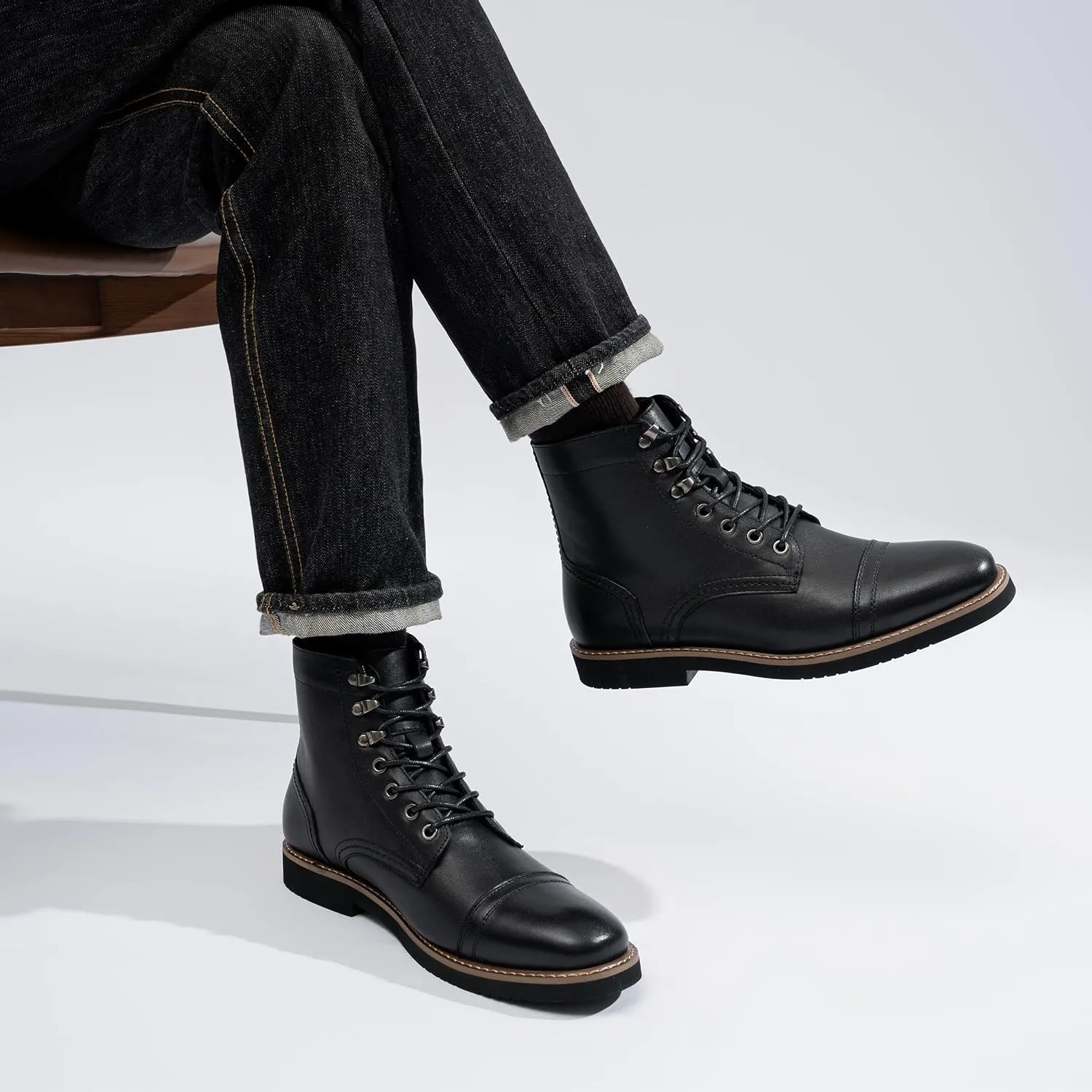 Vostey Men Boots Leather Cap Toe Casual Boots Chukka Fashion Dress Boots for Men