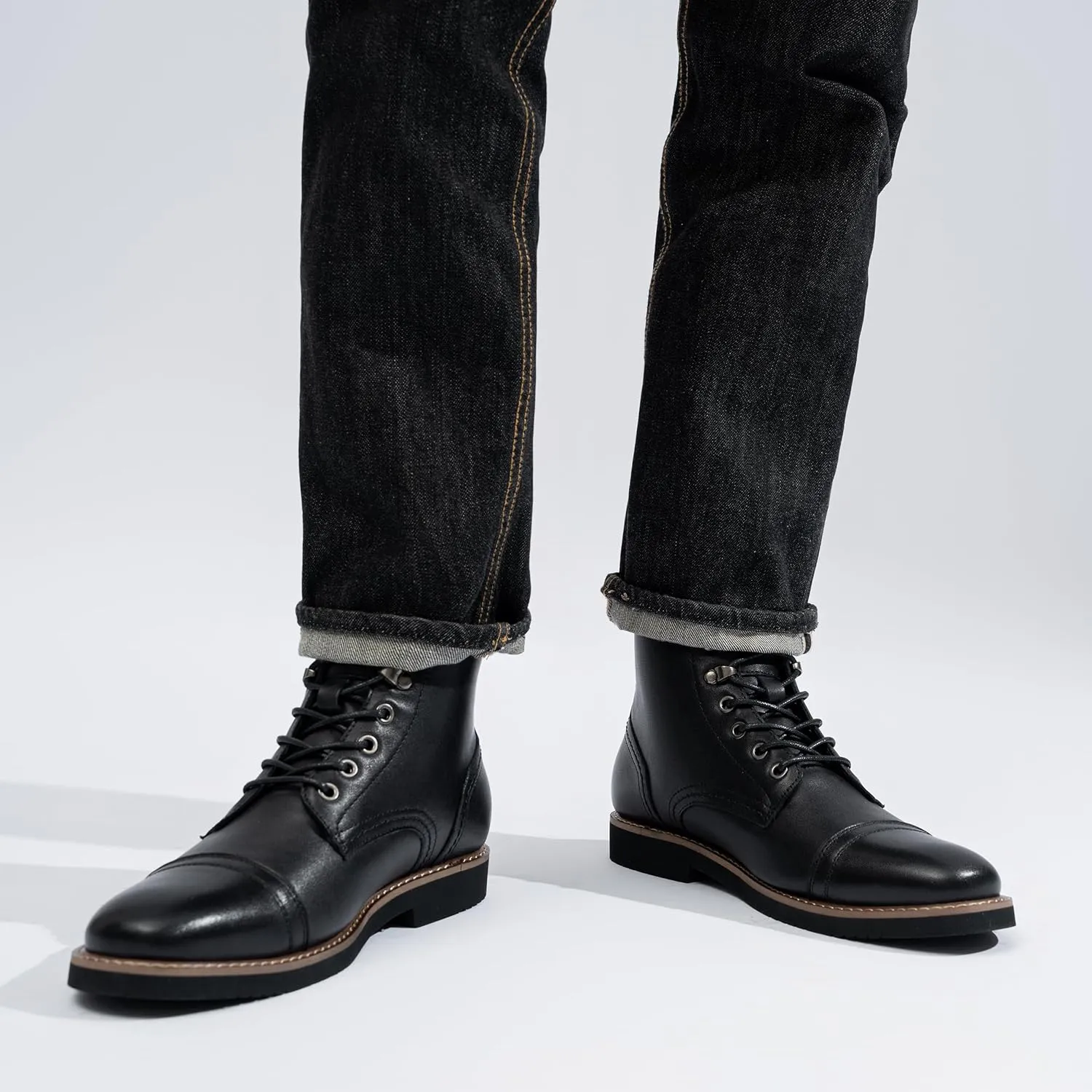 Vostey Men Boots Leather Cap Toe Casual Boots Chukka Fashion Dress Boots for Men