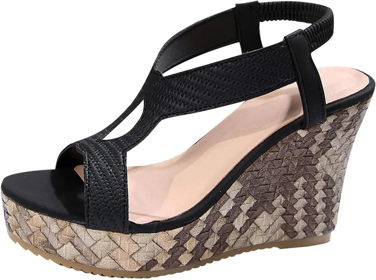 Wedge Sandals for Women Dressy 2025 Orthopedic Wedge Open Toe Ankle Strap Platform Sandals High Wedges Slip on Sandal Boho Beach Shoes Wedding Party Dress Shoes Low Heel Sandal 2025
