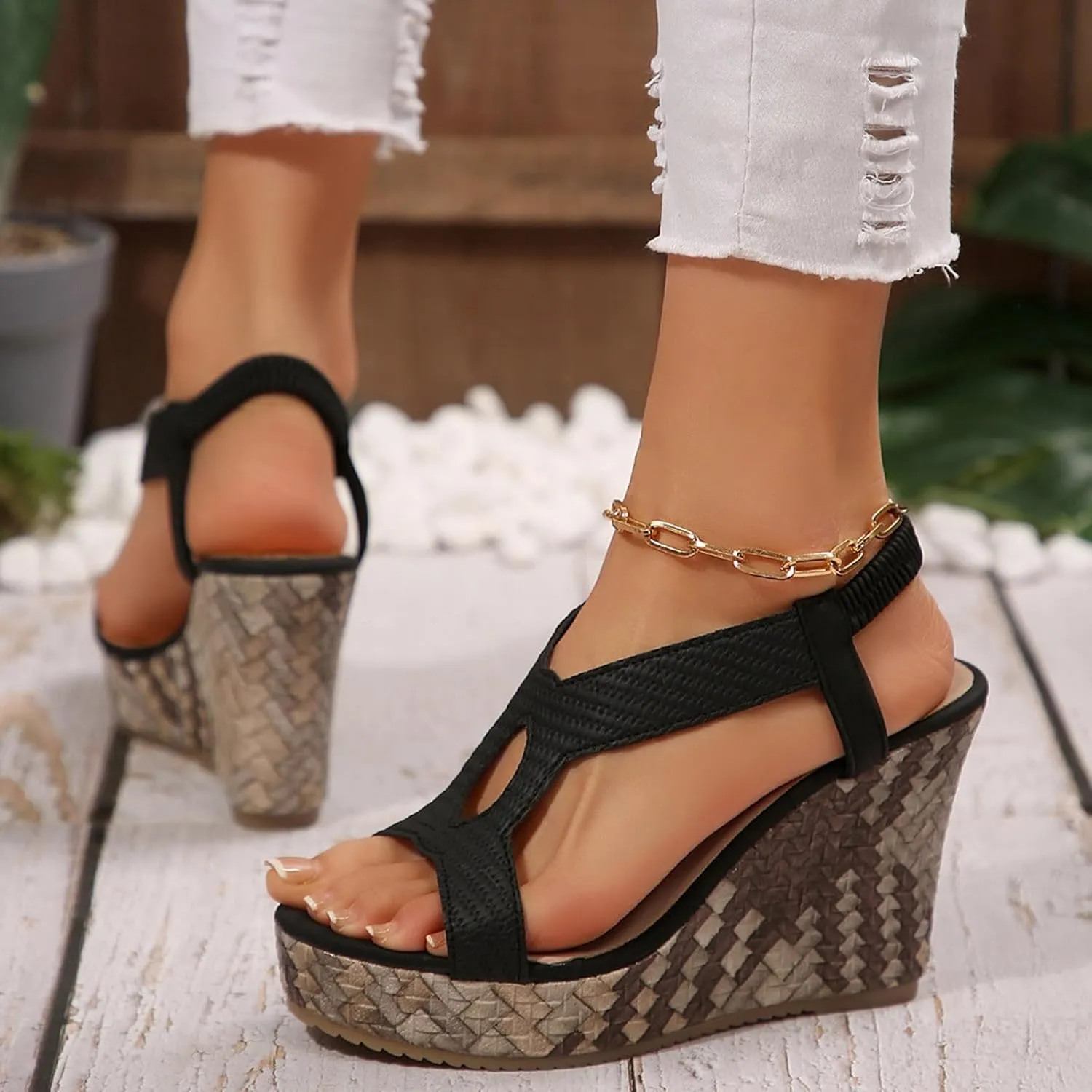 Wedge Sandals for Women Dressy 2025 Orthopedic Wedge Open Toe Ankle Strap Platform Sandals High Wedges Slip on Sandal Boho Beach Shoes Wedding Party Dress Shoes Low Heel Sandal 2025