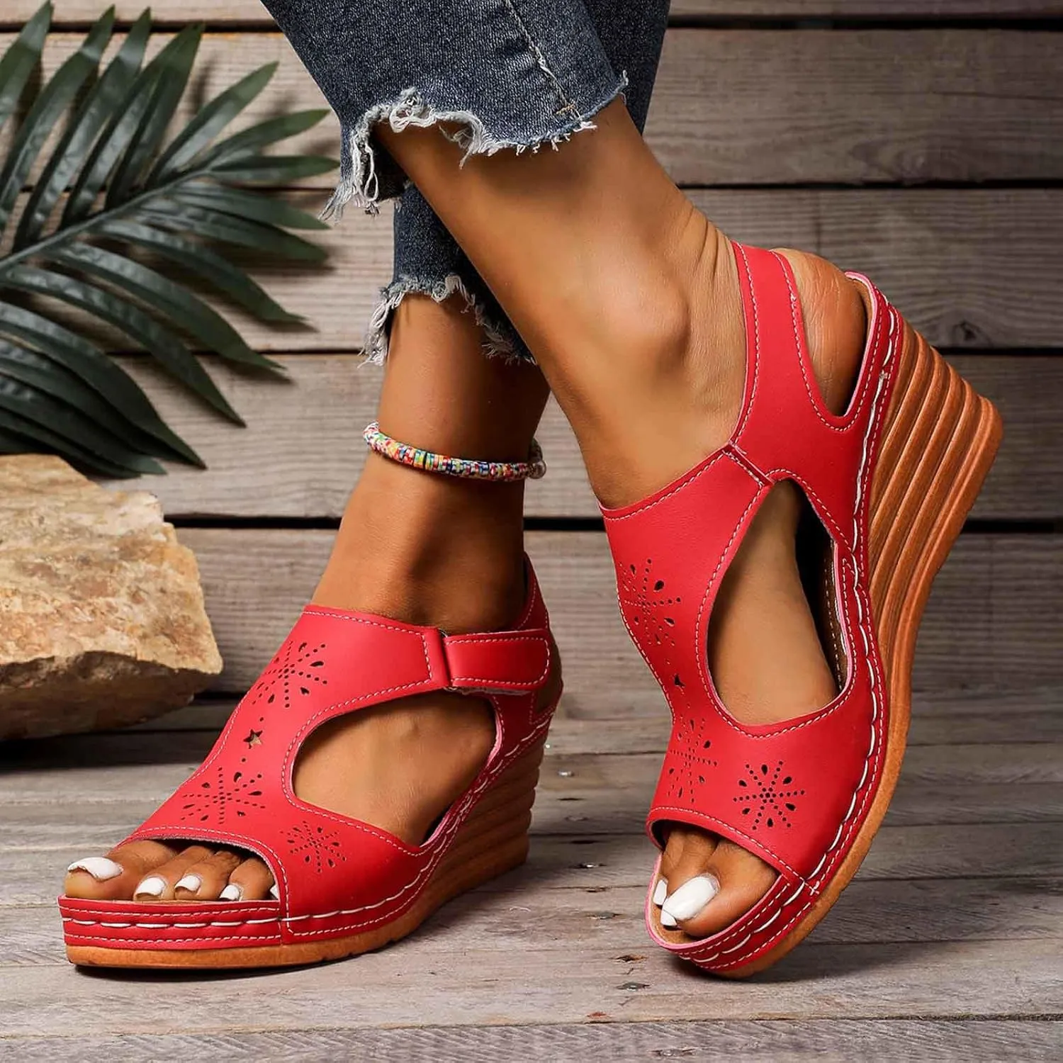 Wedge Sandals Women Closed Toe Comfortable with Massage Function Platform Sandals 2025 Summer Wedding Sandals