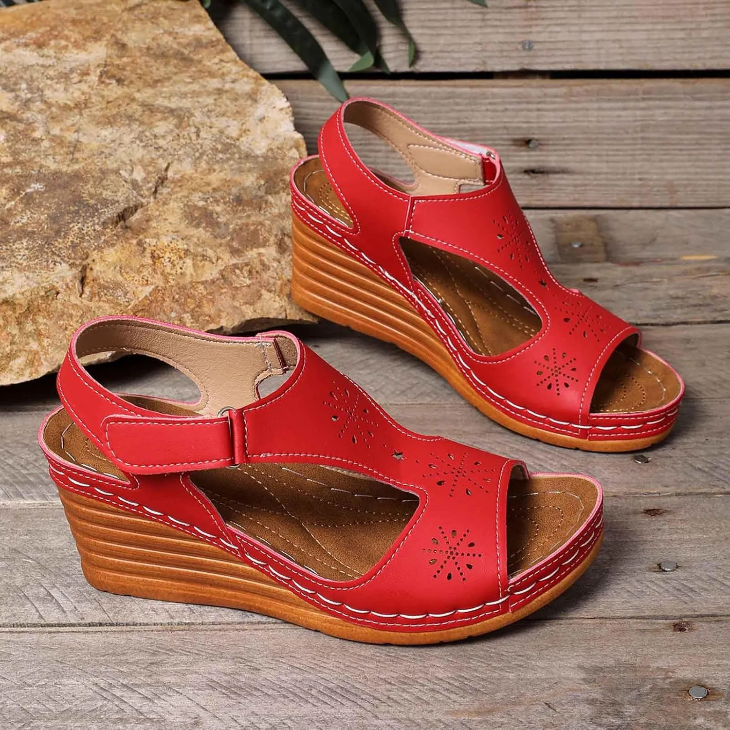 Wedge Sandals Women Closed Toe Comfortable with Massage Function Platform Sandals 2025 Summer Wedding Sandals