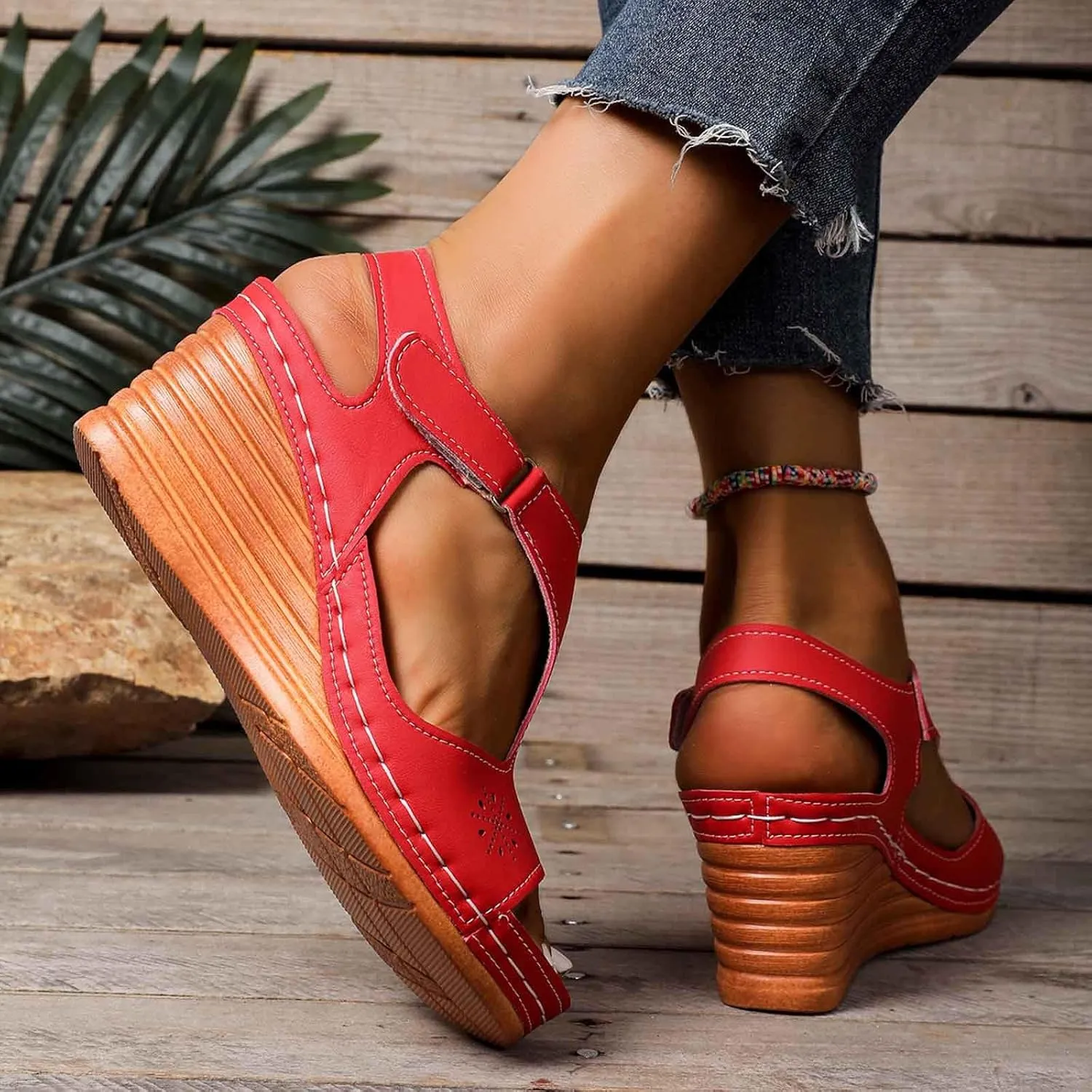 Wedge Sandals Women Closed Toe Comfortable with Massage Function Platform Sandals 2025 Summer Wedding Sandals