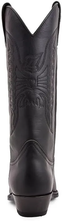 Western Cowboy Boots for Men Retro Embroidered Slip Resistant Square Toe Chunky Heel Mid Calf Country Work Boots