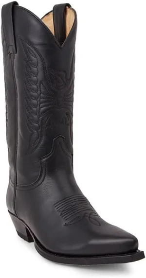 Western Cowboy Boots for Men Retro Embroidered Slip Resistant Square Toe Chunky Heel Mid Calf Country Work Boots