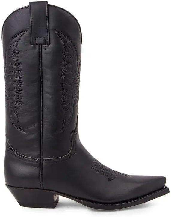 Western Cowboy Boots for Men Retro Embroidered Slip Resistant Square Toe Chunky Heel Mid Calf Country Work Boots