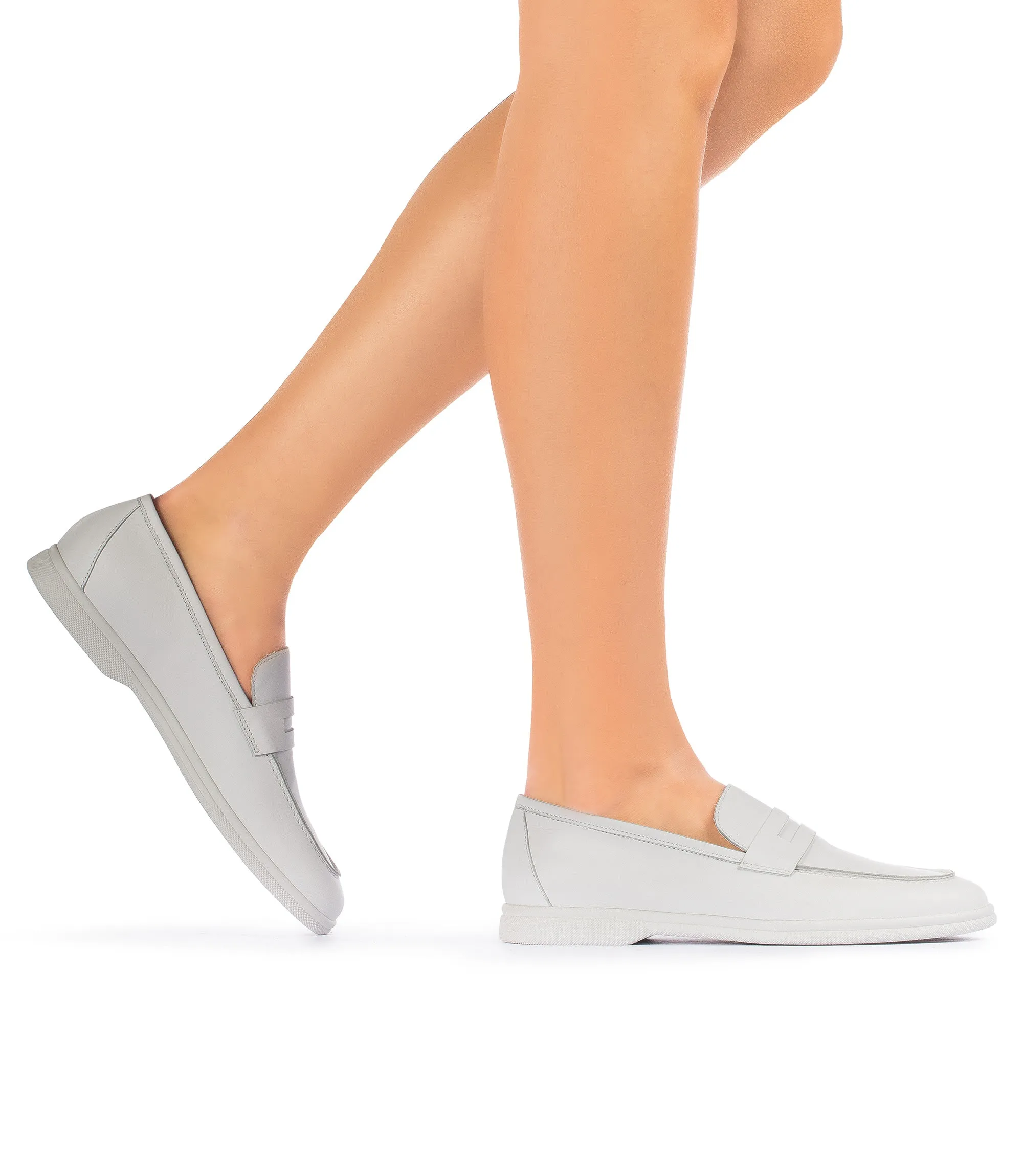 White nappa leather penny loafers