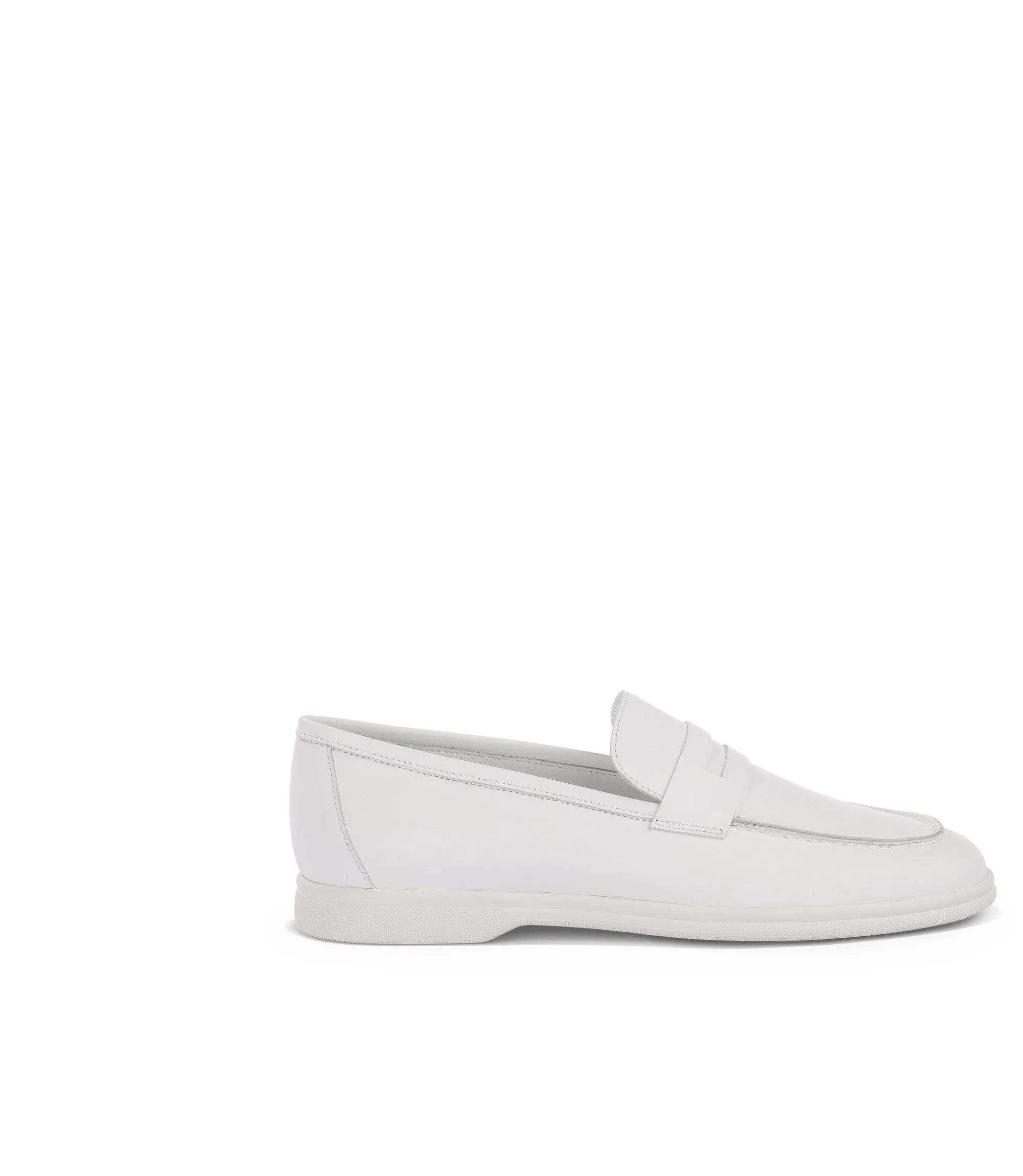 White nappa leather penny loafers