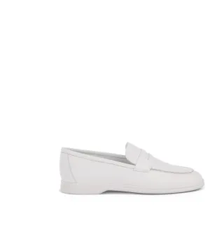 White nappa leather penny loafers