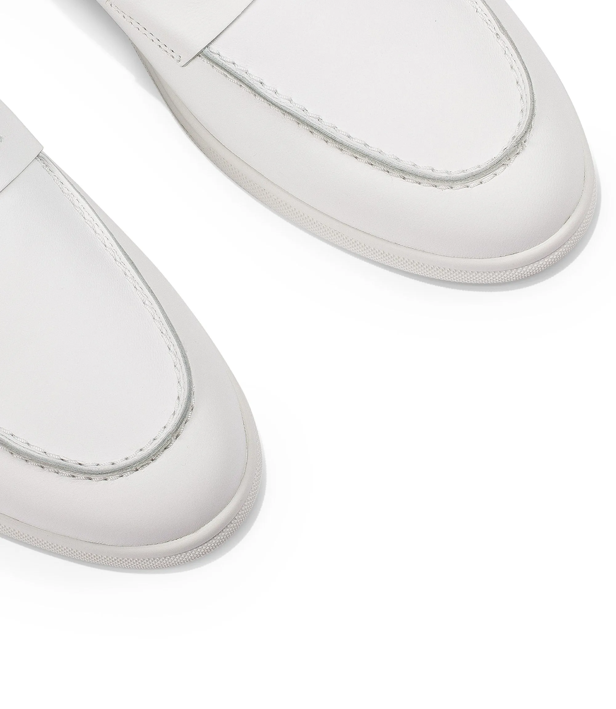 White nappa leather penny loafers