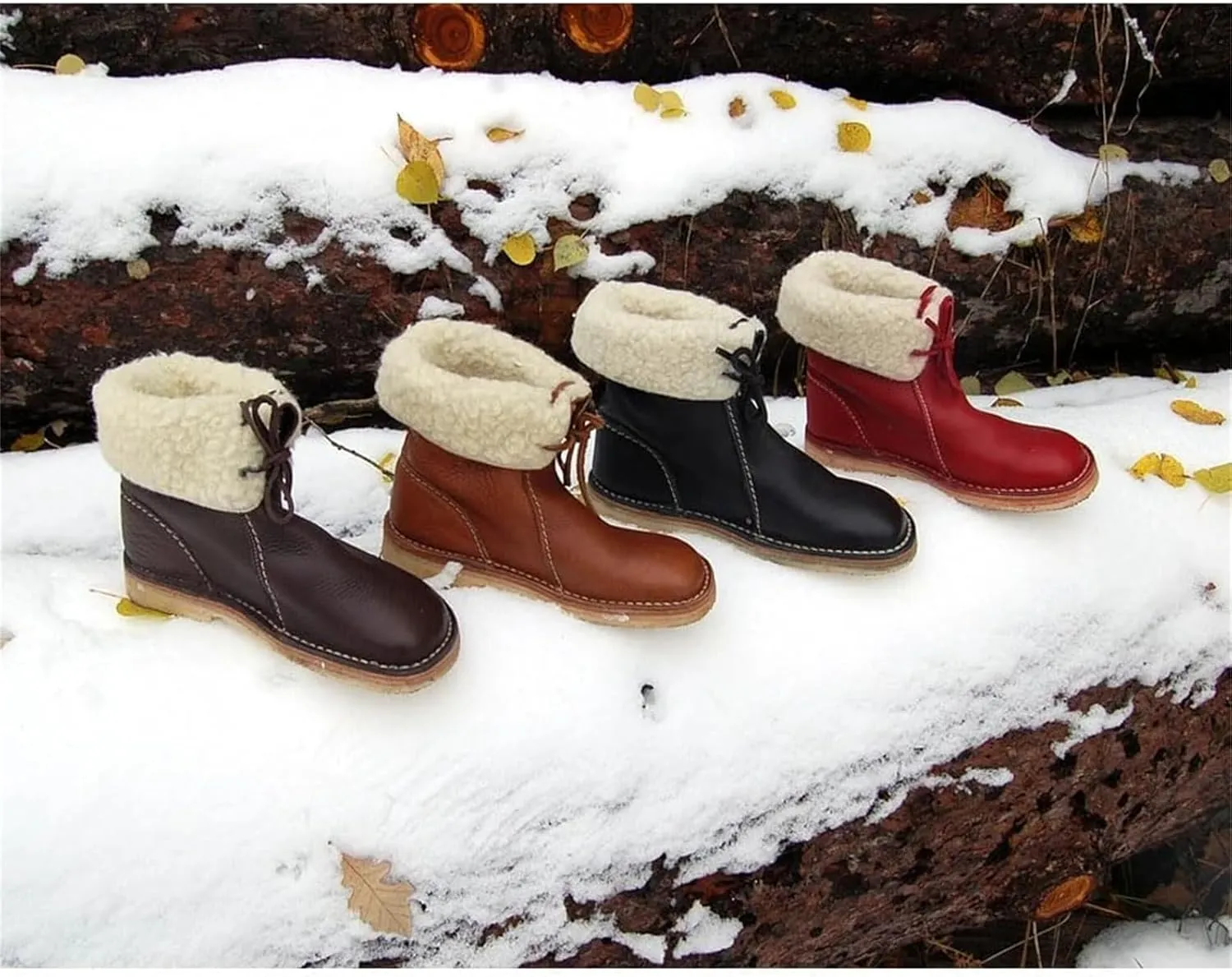 Winter Boots for Women Faux Fur Lined Slip On Mid Calf Chunky Heel Suede Ankle Boots Warm Comfy Snow Boots for Outdoor