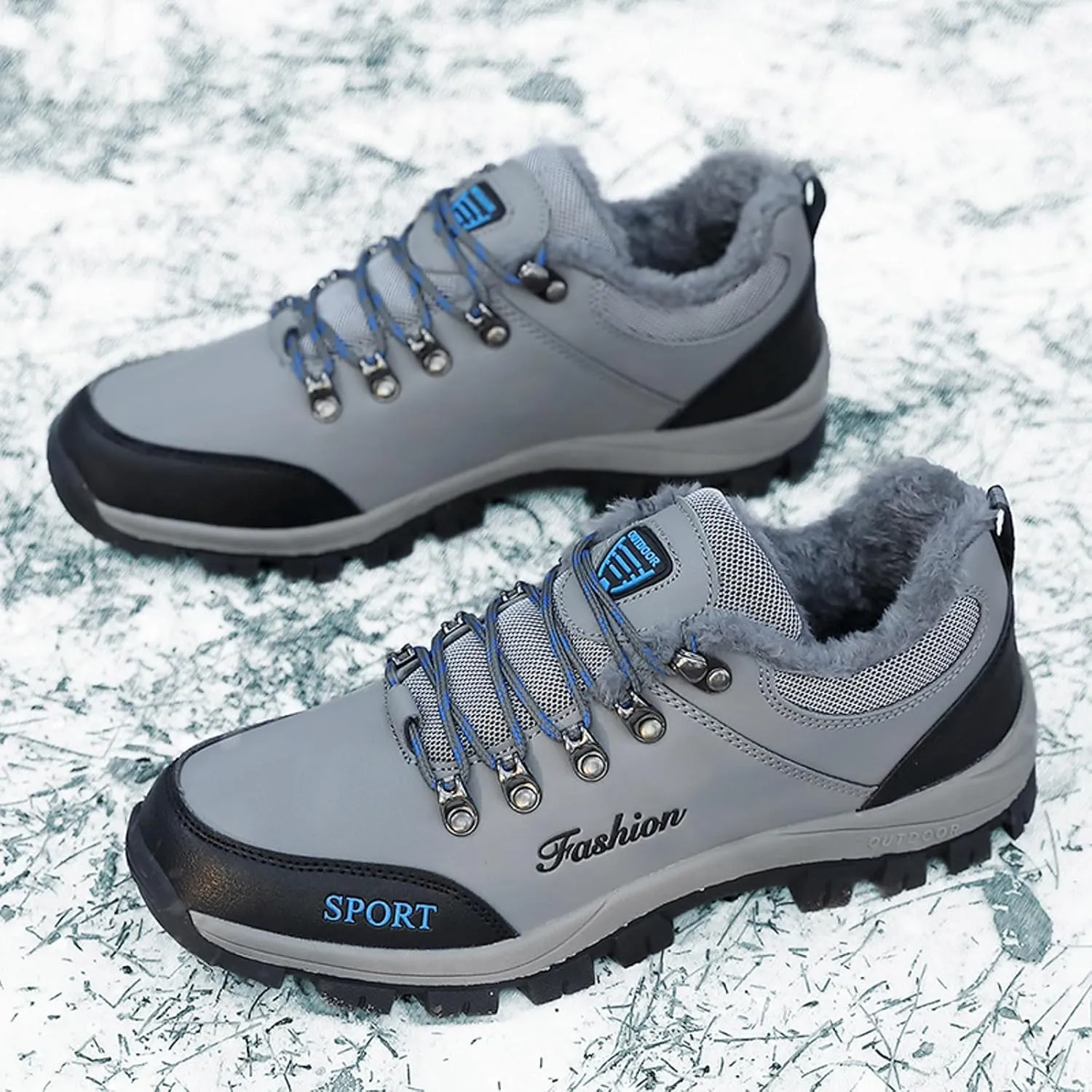Winter Wool Warm Sport Shoes for Men Water Proof Insulated Snow Boots Lace Up Non Slip Shoes Lace Up Winter Shoes