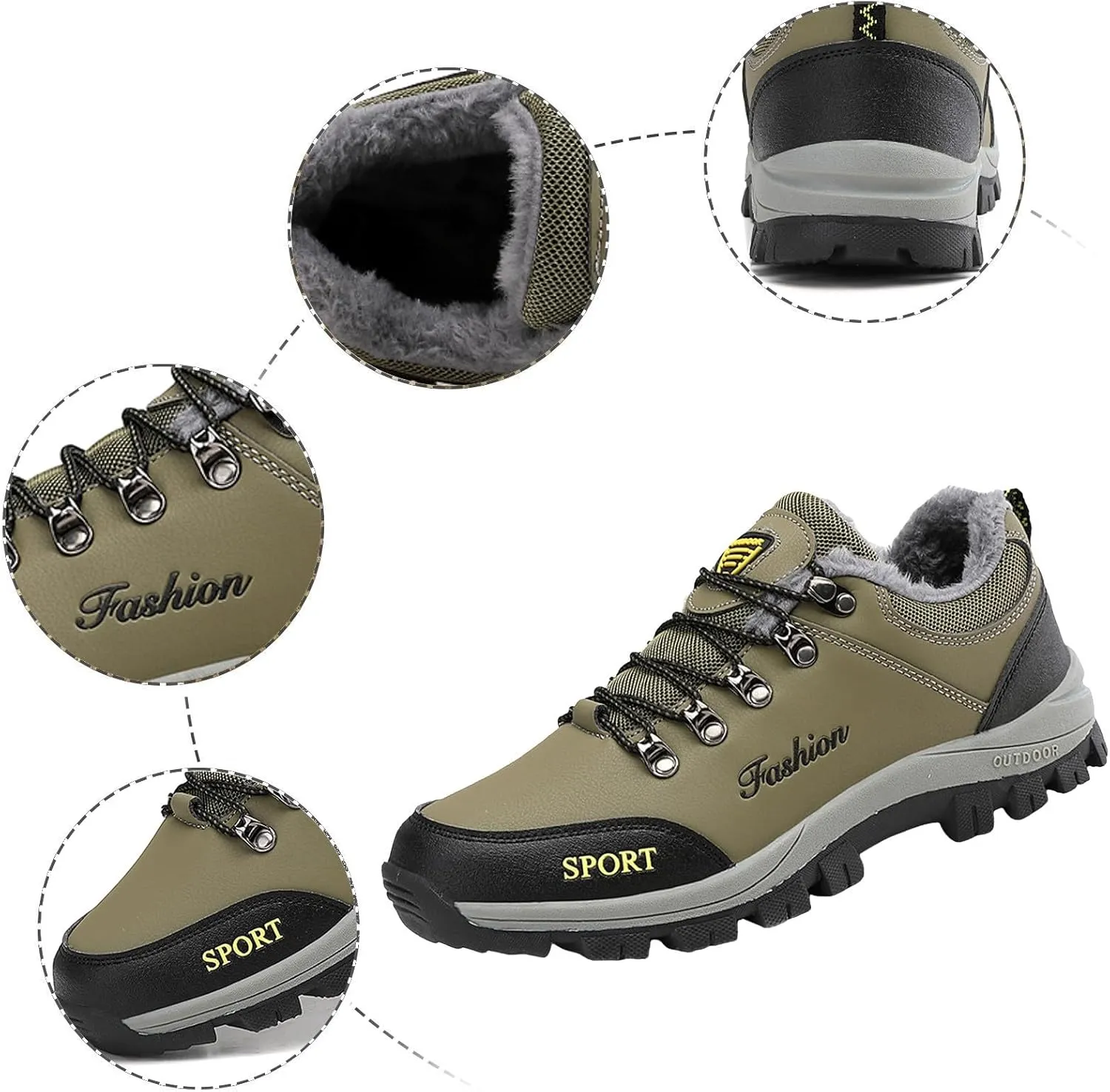 Winter Wool Warm Sport Shoes for Men Water Proof Insulated Snow Boots Lace Up Non Slip Shoes Lace Up Winter Shoes