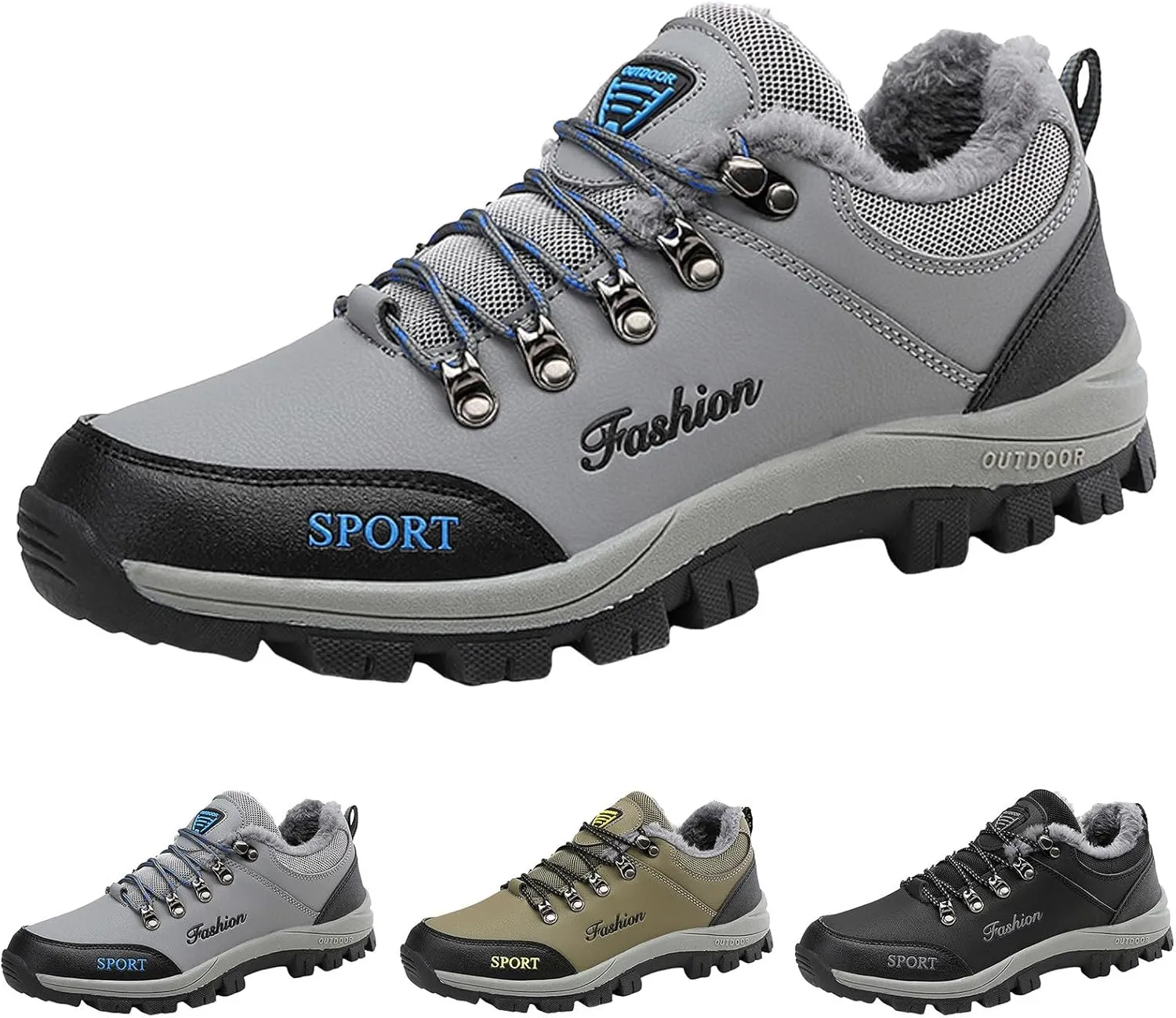 Winter Wool Warm Sport Shoes for Men Water Proof Insulated Snow Boots Lace Up Non Slip Shoes Lace Up Winter Shoes