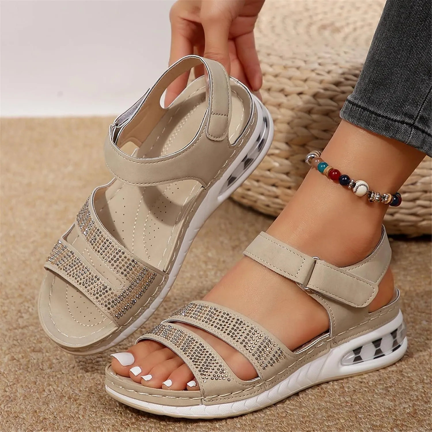 Women Arch Support Walking Sandals Comfortable Orthotic for Orthopedic Shoes Summer Wedges Casual Platform with Adjustable Hook Loop Platform: Ankle Strap Open Toe Dressy Wedge Sandal
