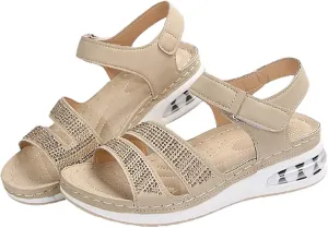 Women Arch Support Walking Sandals Comfortable Orthotic for Orthopedic Shoes Summer Wedges Casual Platform with Adjustable Hook Loop Platform: Ankle Strap Open Toe Dressy Wedge Sandal