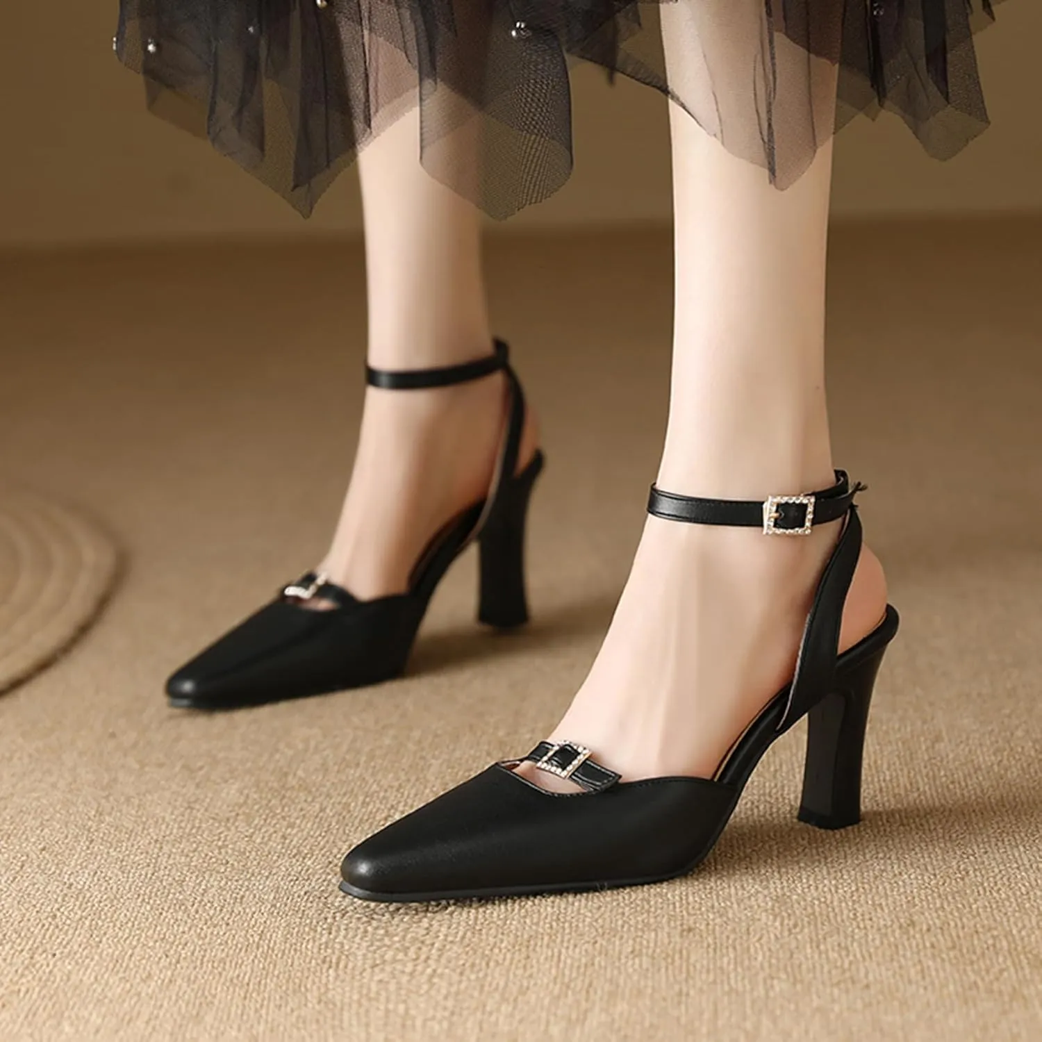 Women Closed Toe Office Sandals Slingback Heels