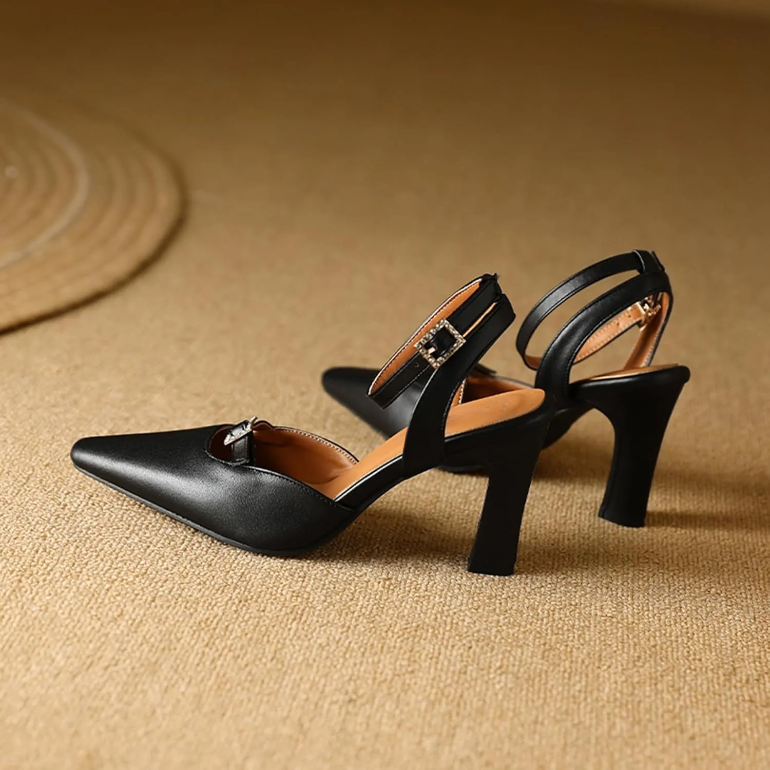 Women Closed Toe Office Sandals Slingback Heels