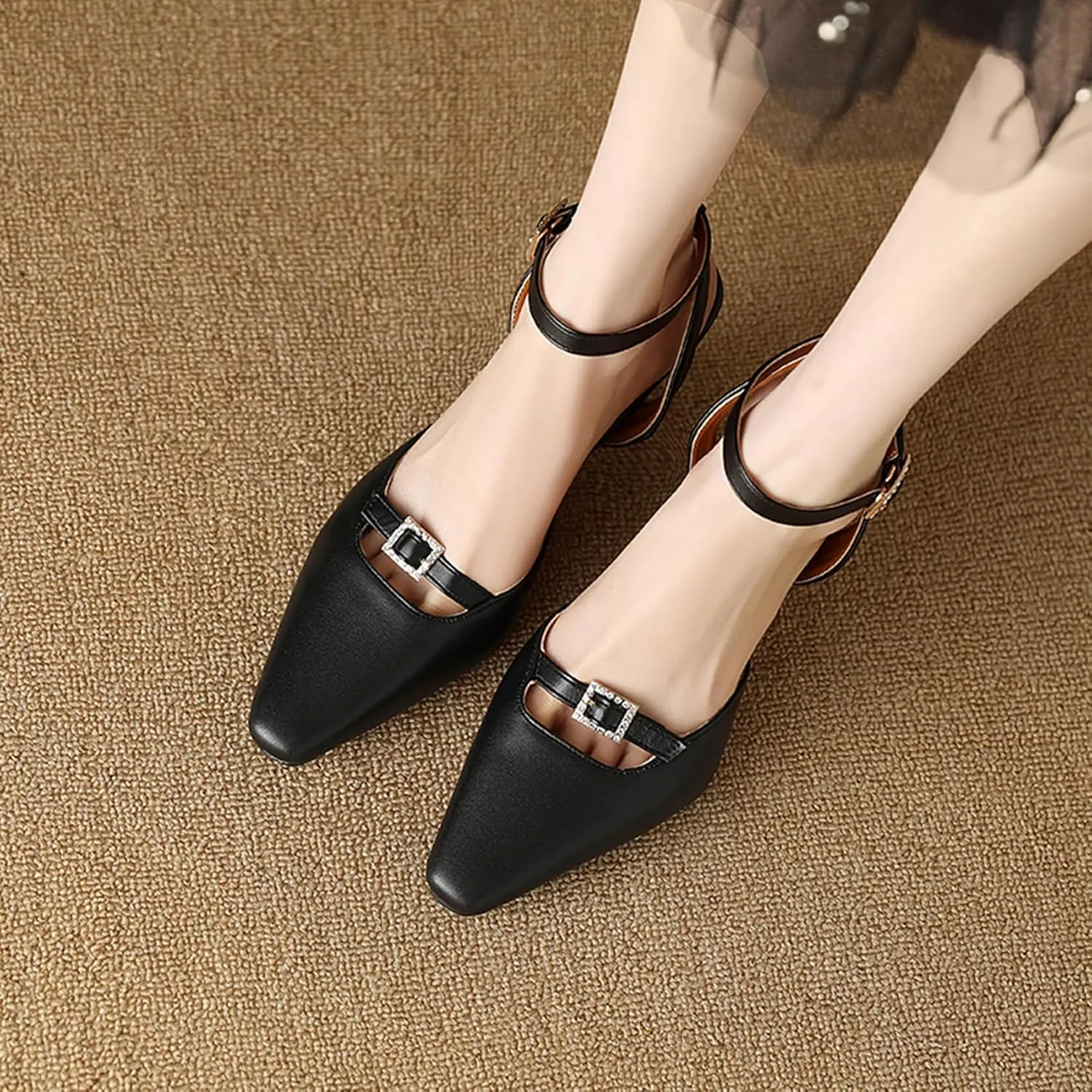 Women Closed Toe Office Sandals Slingback Heels